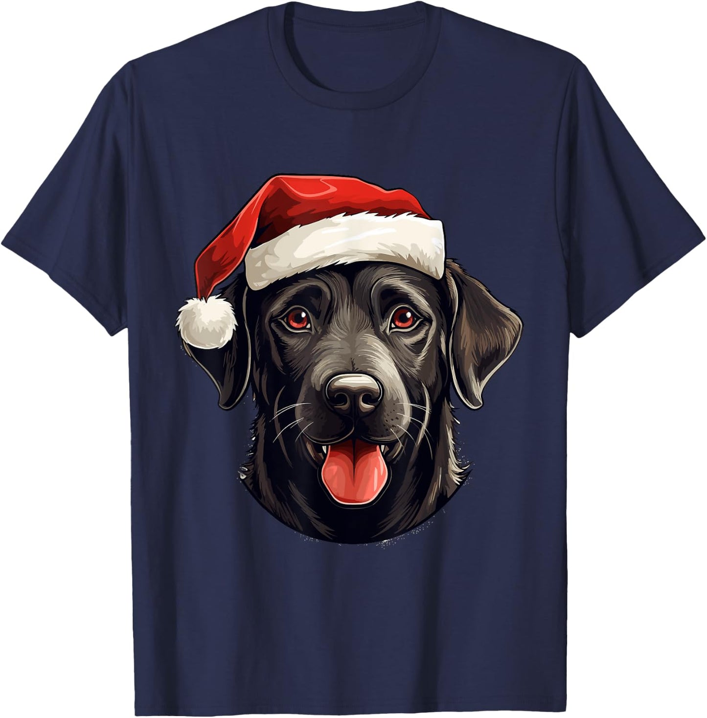 Labrador Retriever Dog Designs -Adults Small Black Cartoon Christmas T-Shirt - T-Shirt | Navy