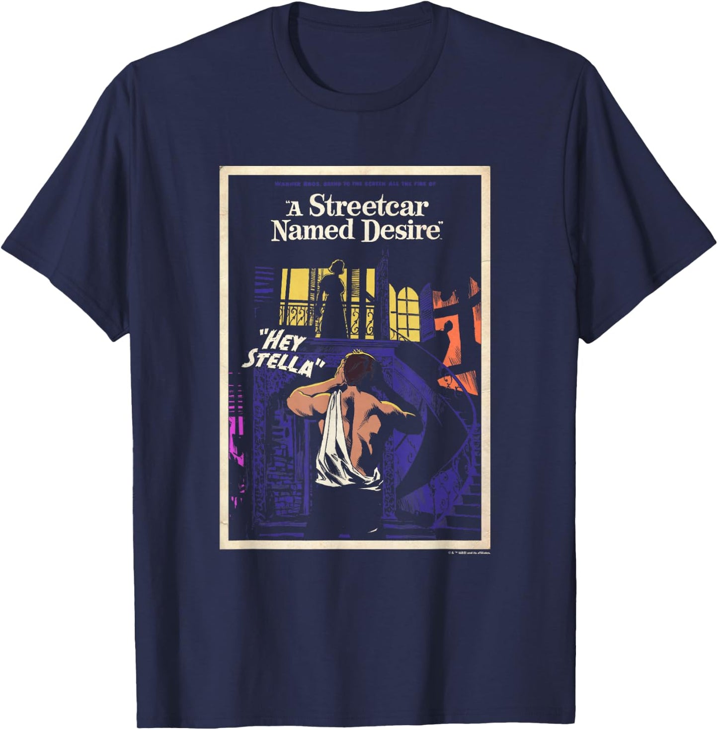 WB100 A Streetcar Named Desire Hey Stella Book Cover T-Shirt - T-Shirt | Navy