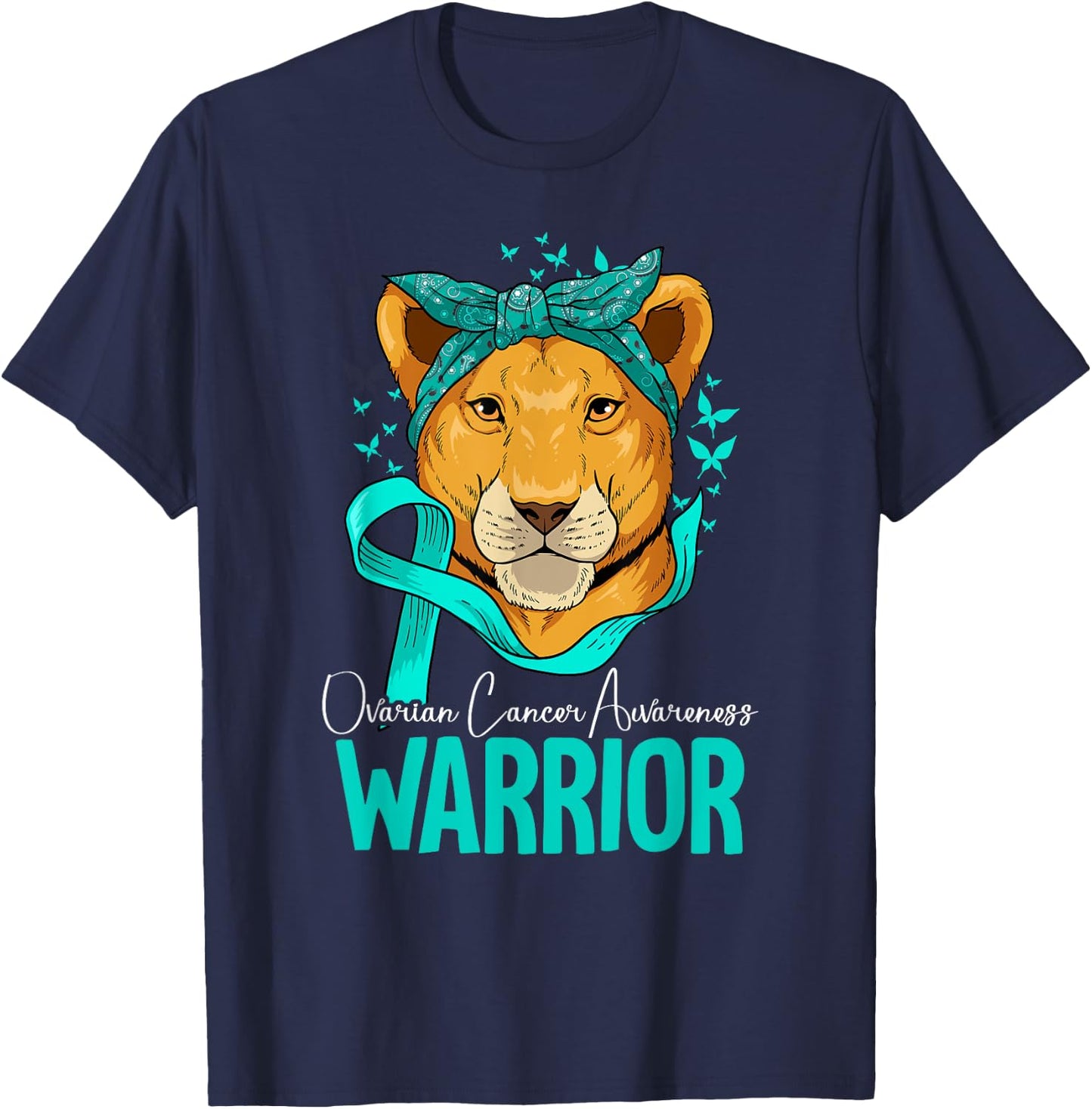Ovarian Cancer Awareness by Ovarian Cancer Awareness Gift - -Adults, Black, Small, Short Sleeve, Classic Fit T-Shirt - T-Shirt | Navy
