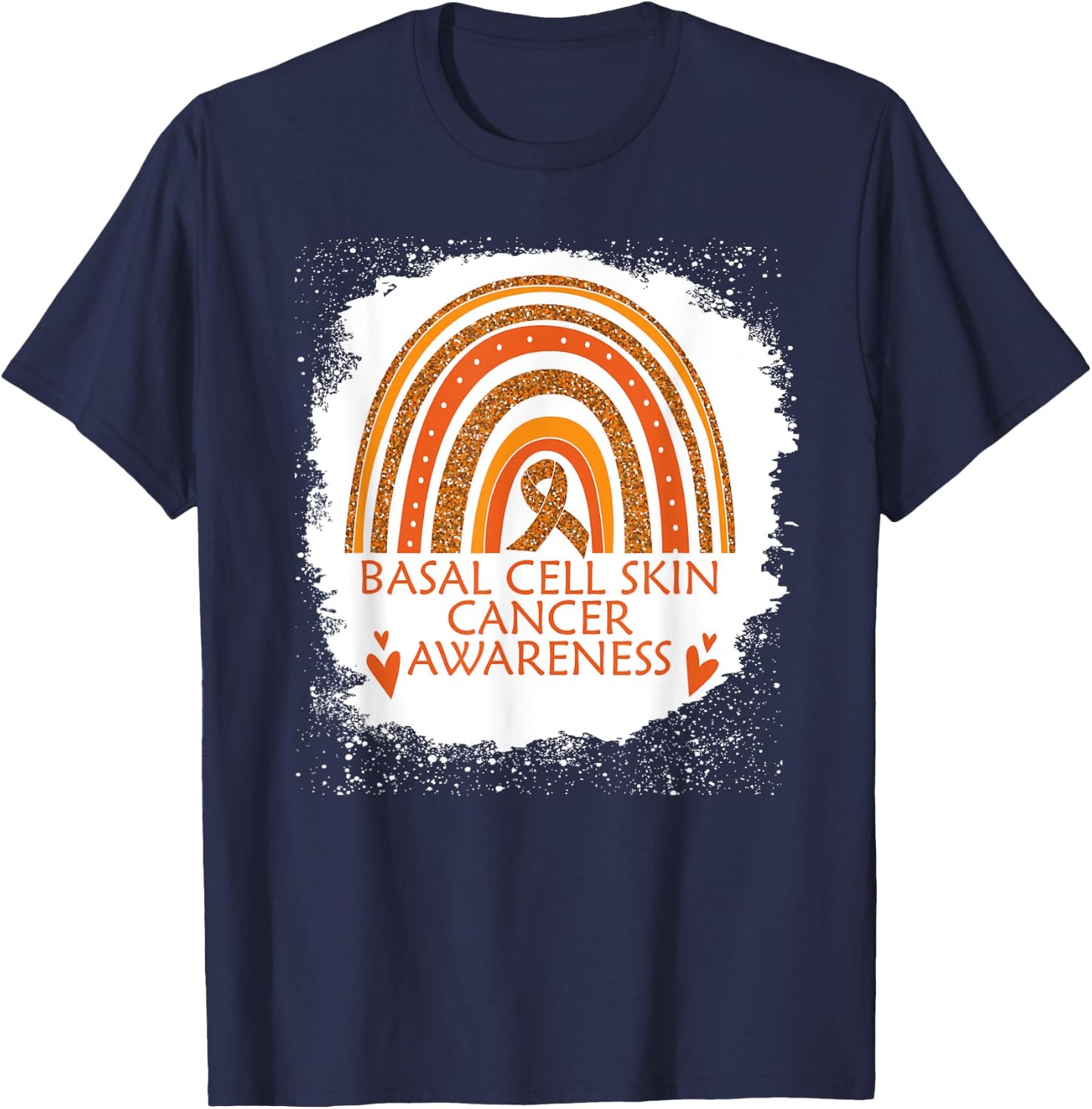 Basal Cell Skin Cancer Awareness Bleached Rainbow Men Women T-Shirt - T-Shirt | Navy