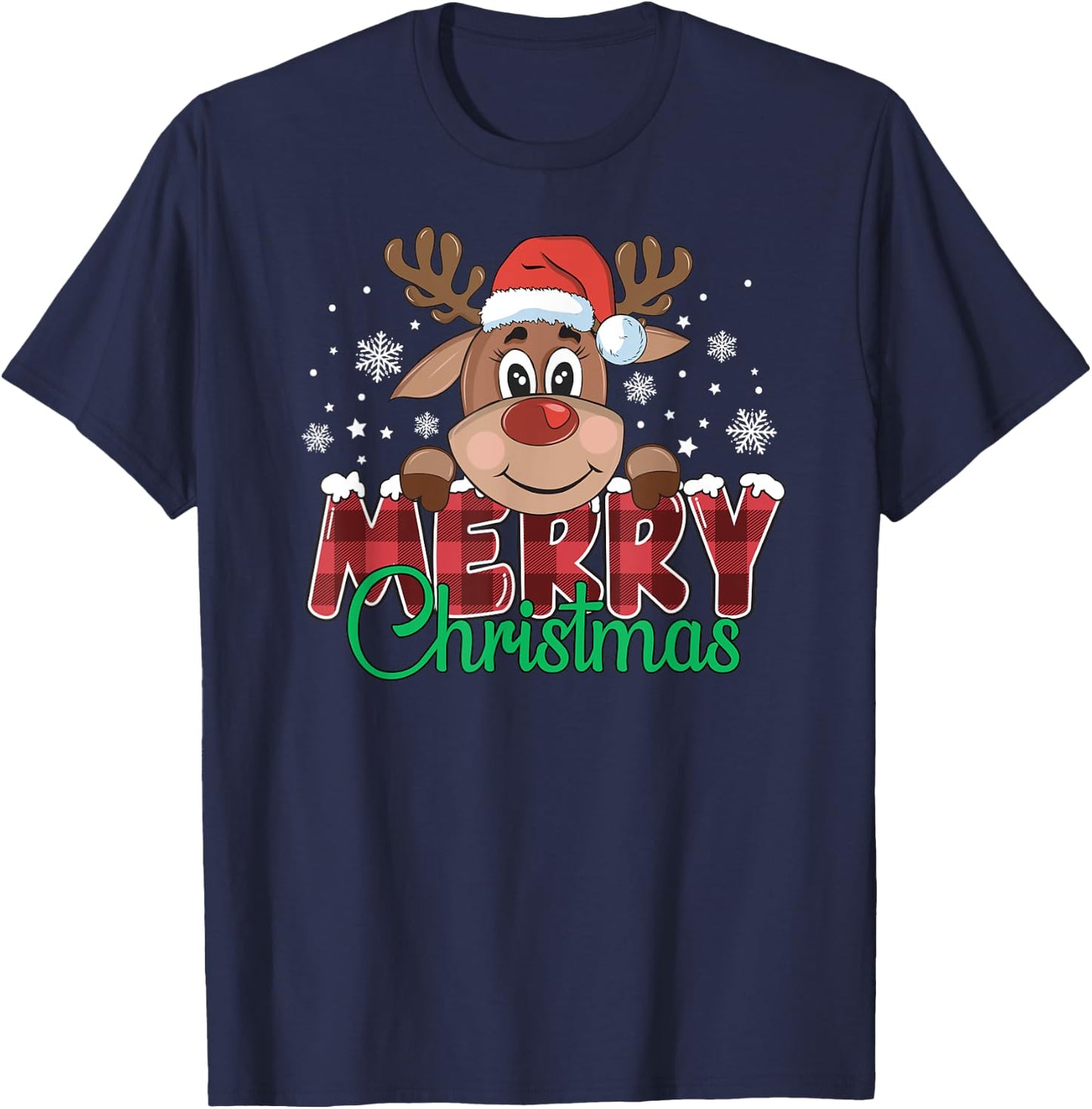 Merry Christmas Reindeer Xmas Family Men Women T-Shirt - T-Shirt | Navy
