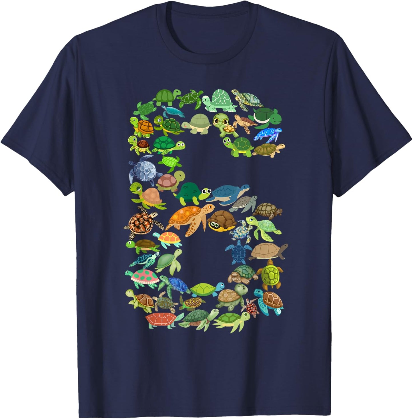 Kids 6th Birthday Sea Turtle Tortoise Themed 6 Year Old Boys T-Shirt - T-Shirt | Navy