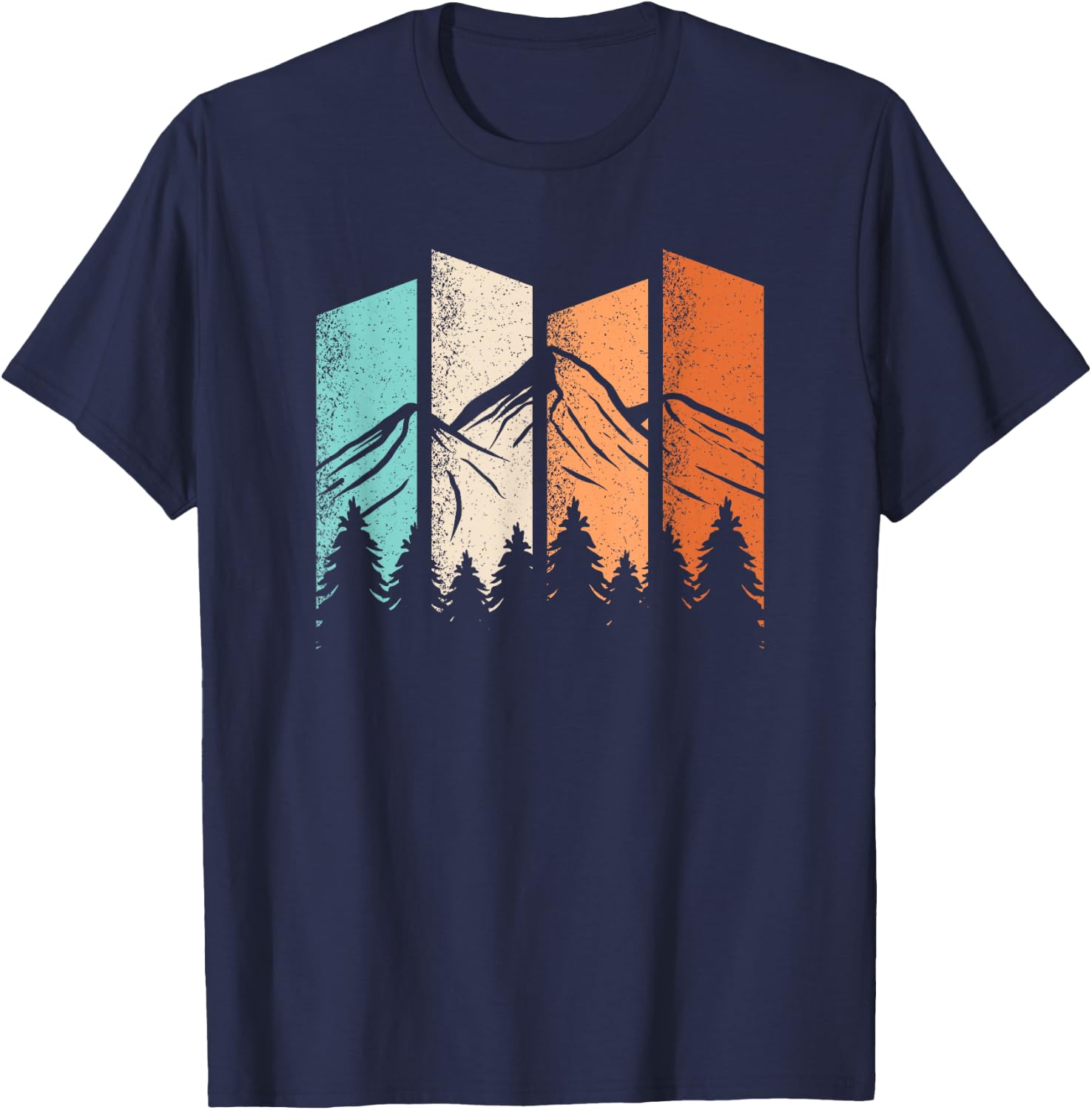Retro Camping Hiking Nature Landscape Outdoor Men Women T-Shirt - T-Shirt | Navy