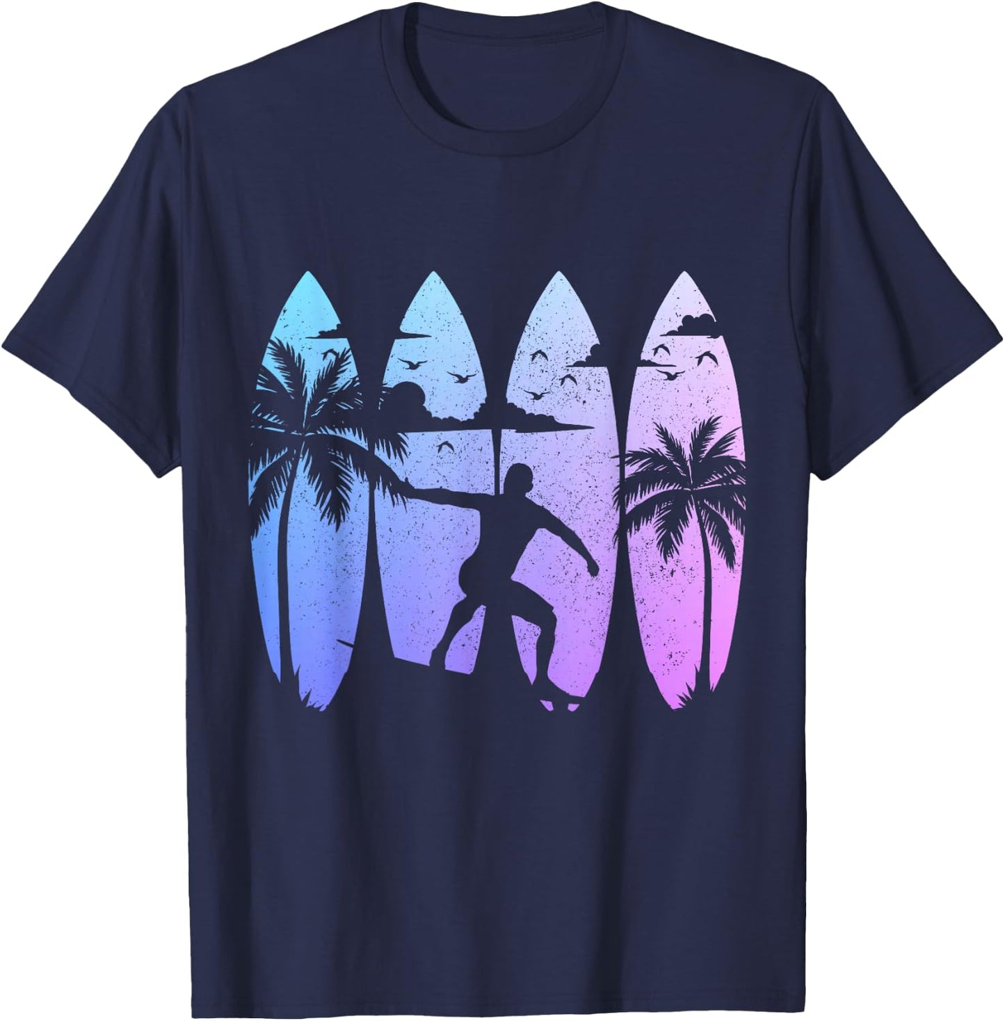 Surfer Surfboard Vintage Surfing Beach Summer Surf T-Shirt - T-Shirt | Navy