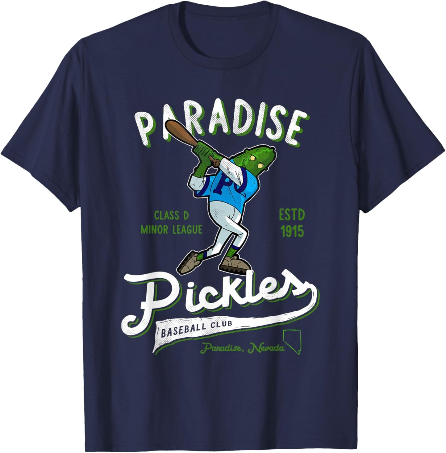 Paradise Pickles Retro Minor League Baseball Team T-Shirt - T-Shirt | Navy