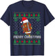 This is My Christmas Pjamama Football With Santa Hat Xmas T-Shirt - T-Shirt | Navy