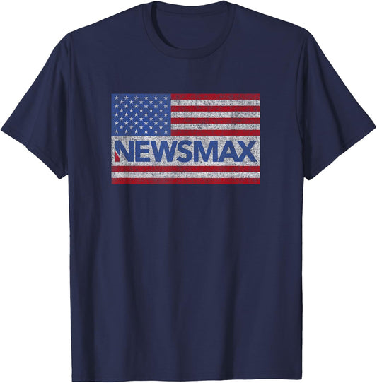 Newsmax, Alternative Conservative News, Politics and Finance T-Shirt - T-Shirt | Navy