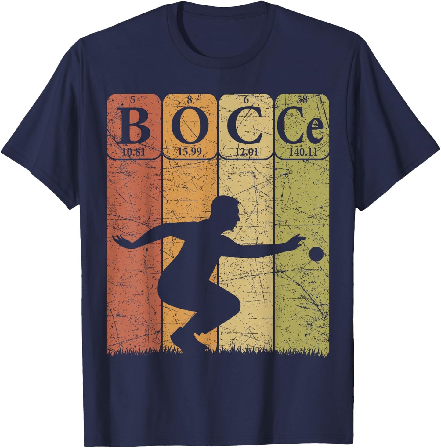 Bocce Periodic Table Elements Bocce Player Petanque Vintage T-Shirt - T-Shirt | Navy