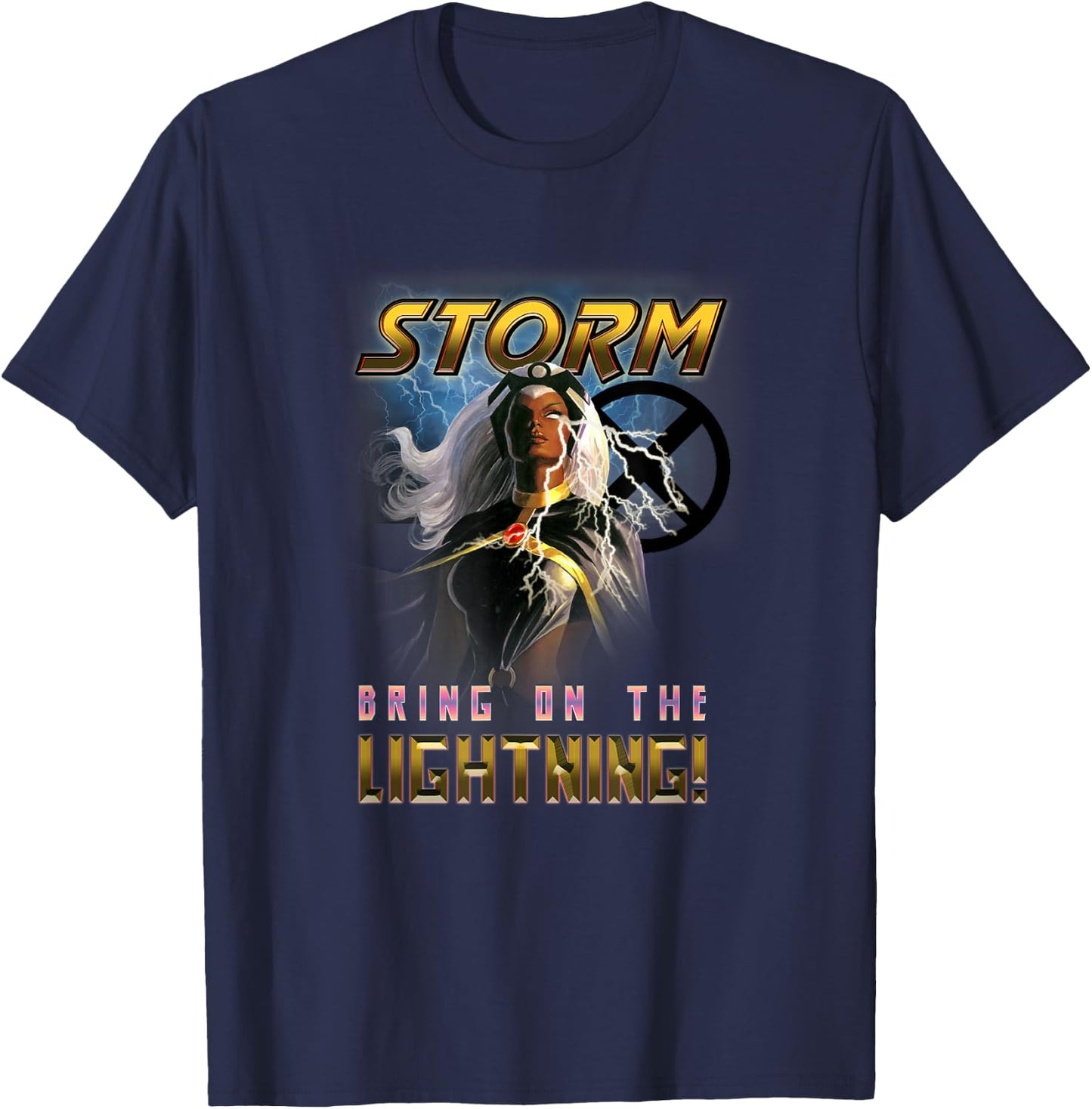 Marvel X-Men Storm Bring On The Lightning Retro Shot T-Shirt - T-Shirt | Navy