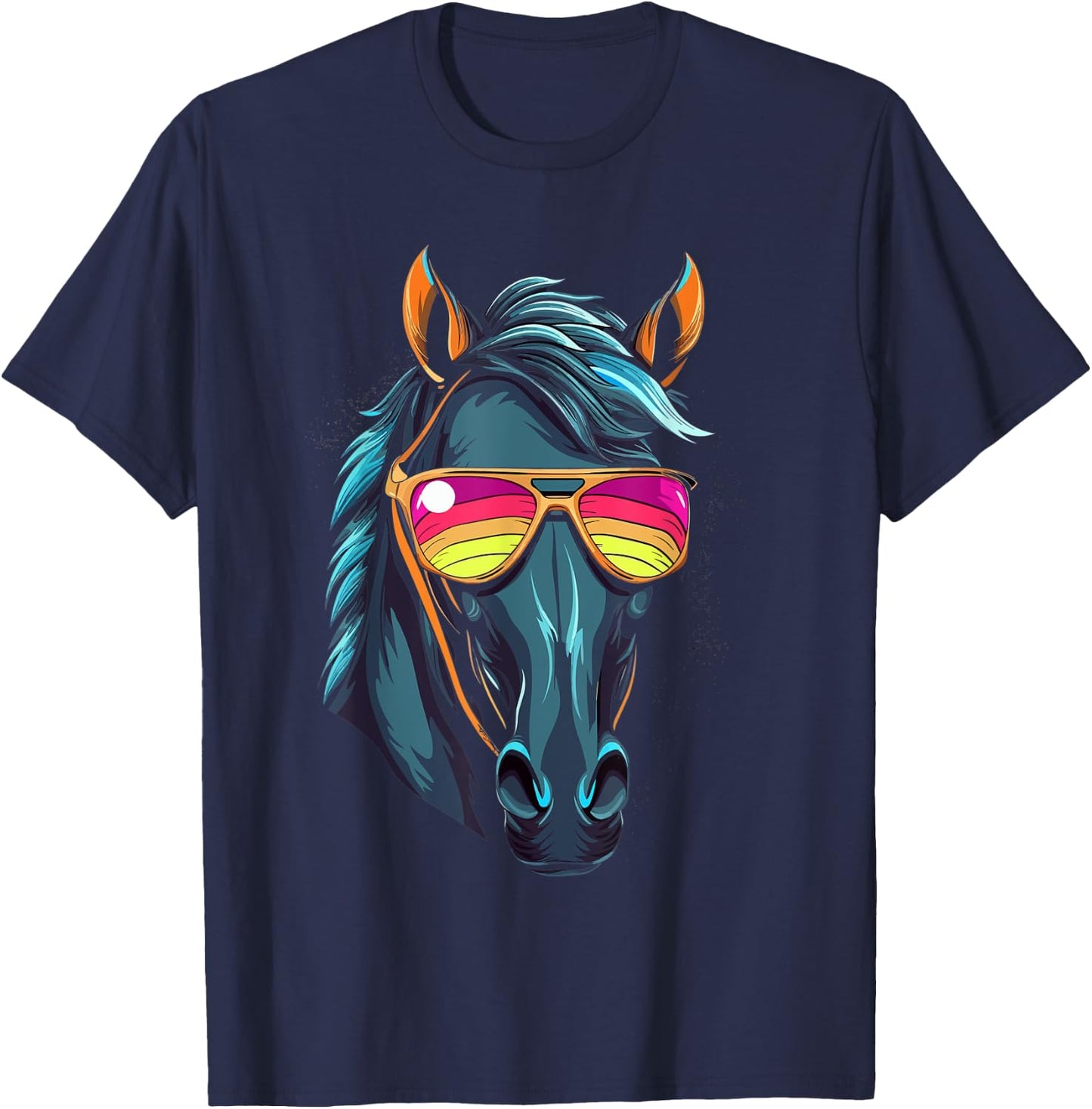 Funny Horse Racing Cool Sunglasses KY Derby Jockey Costume T-Shirt - T-Shirt | Navy