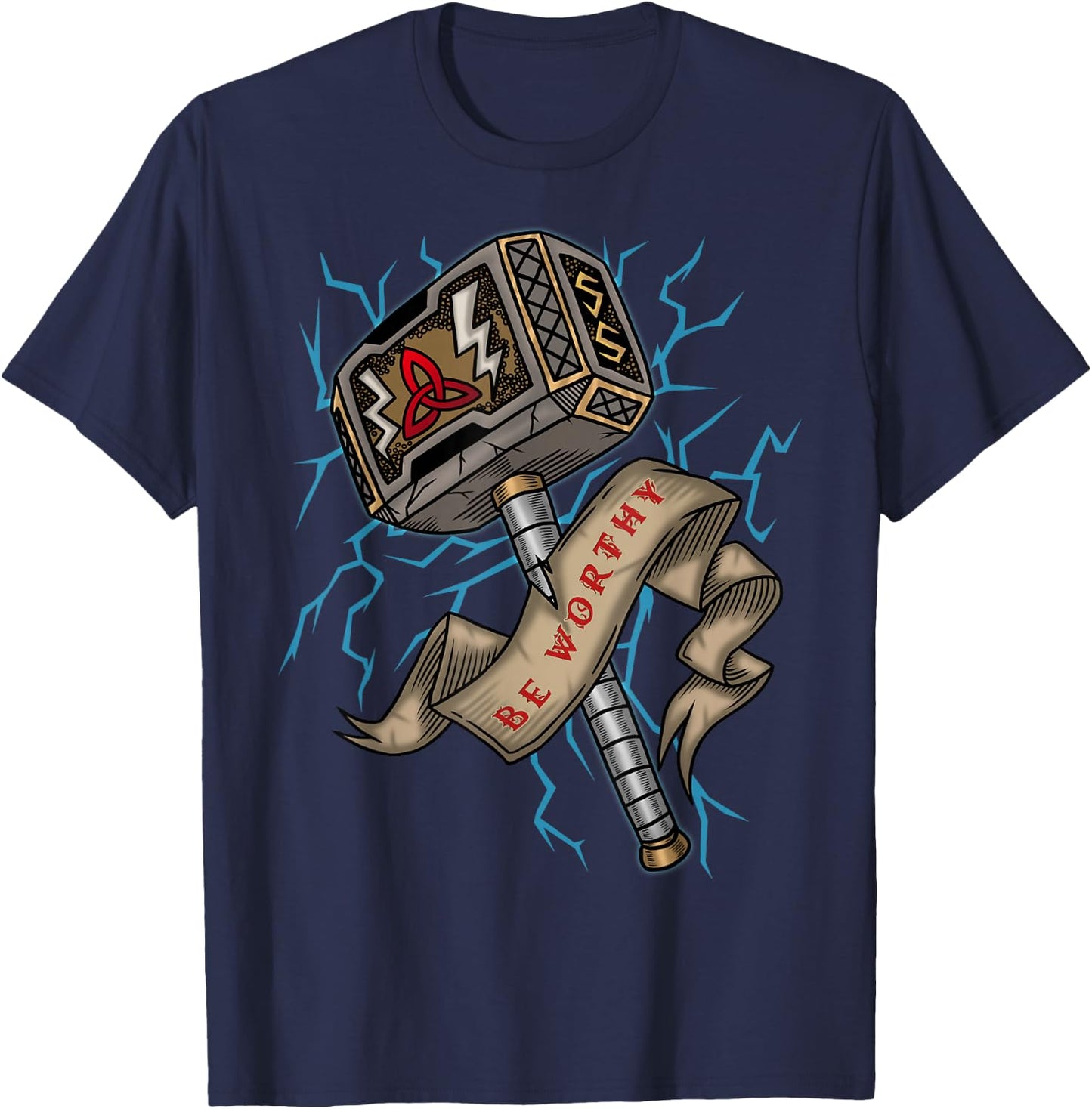 Thor Hammer Viking Berserker Mjolnir T-Shirt - T-Shirt | Navy