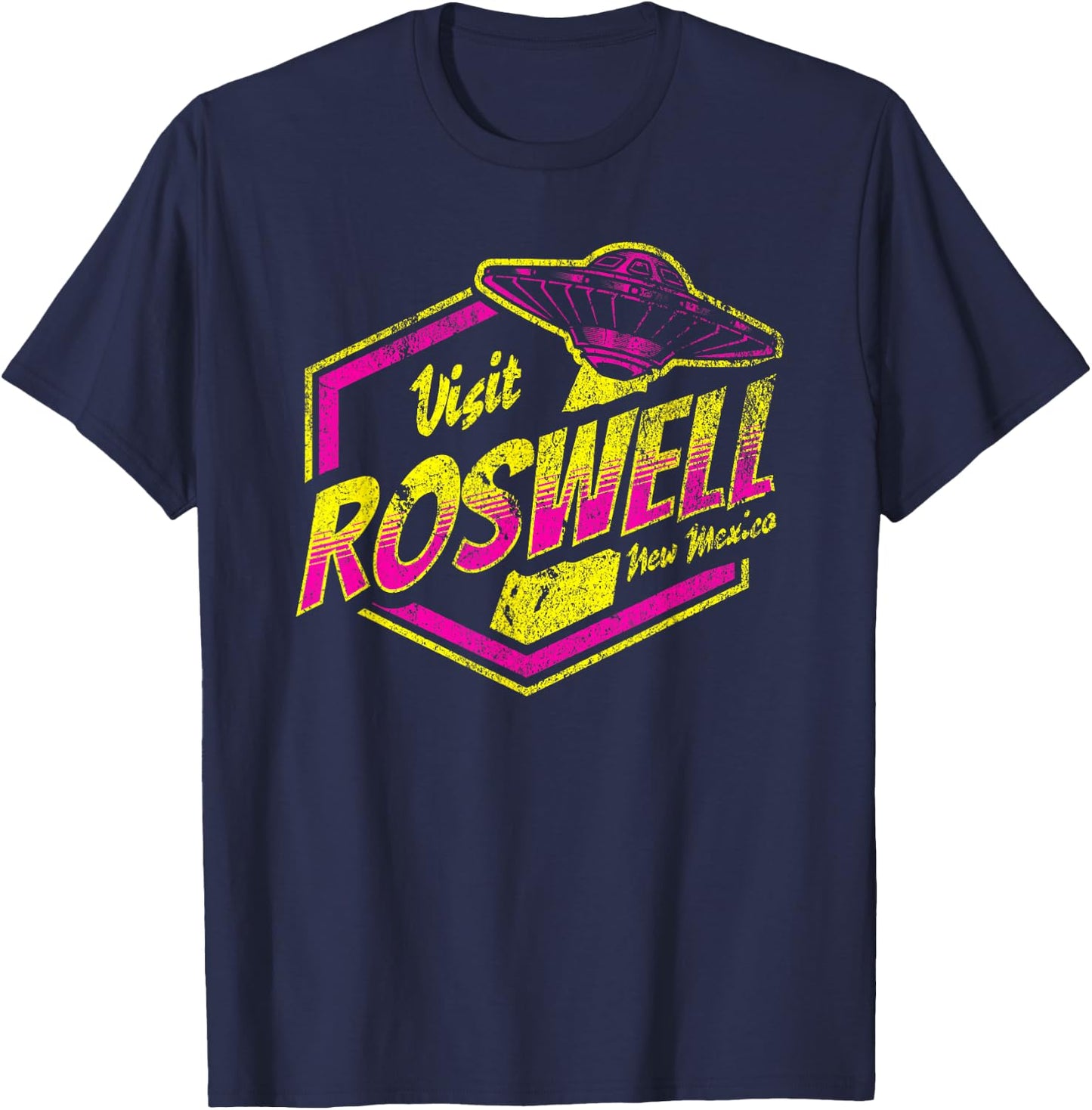 Visit Roswell New Mexico UFO Aliens Retro Area 51 Vacation T-Shirt - T-Shirt | Navy