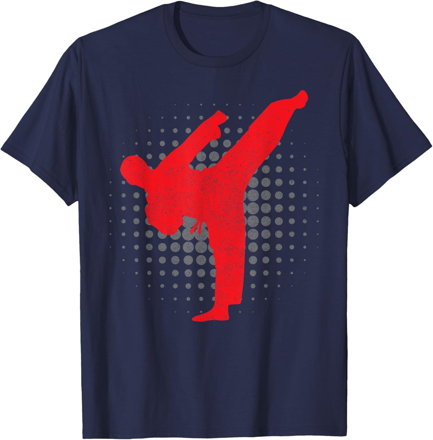 Taekwondo Kick Karate Boys Girls Martial Arts Vintage Dobak T-Shirt - T-Shirt | Navy