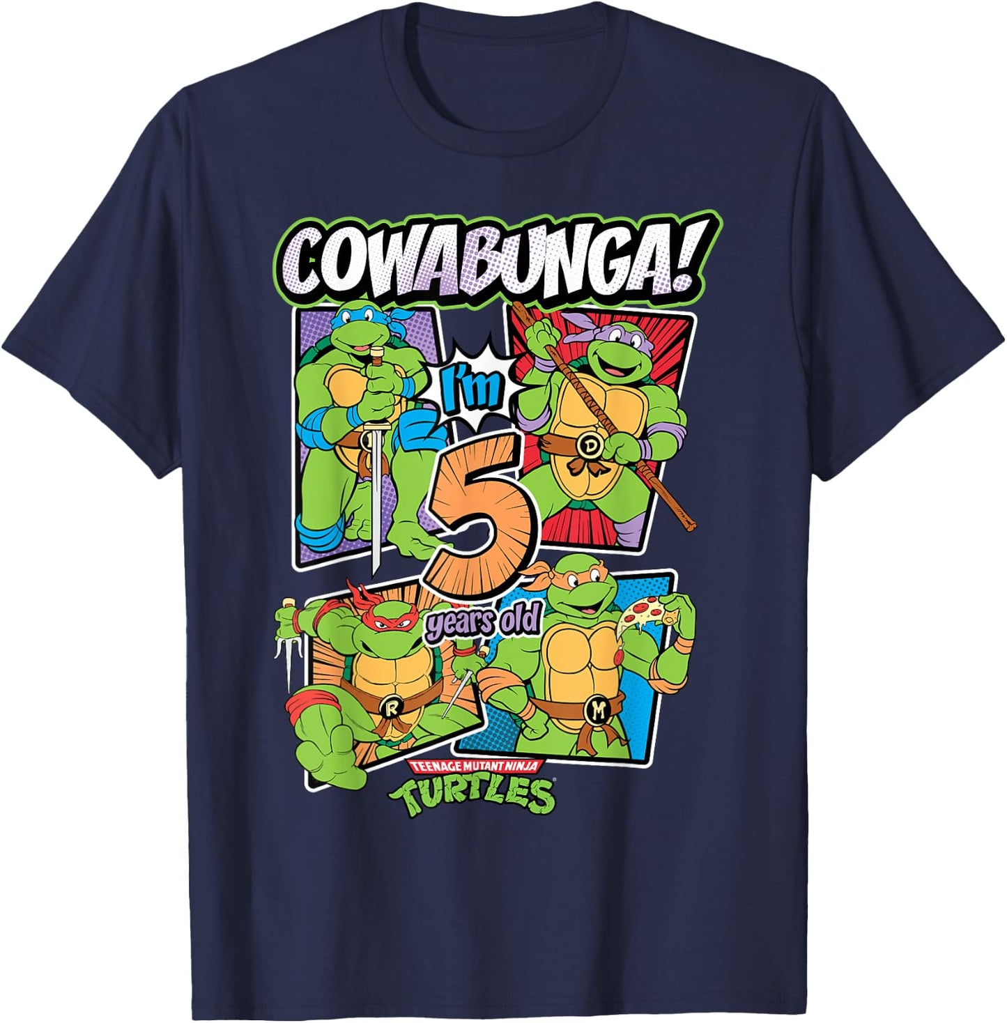 Mademark x Teenage Mutant Ninja Turtles - Cowabunga I'm 5 Years Old Teenage Mutant Ninja Turtles T-Shirt - T-Shirt | Navy