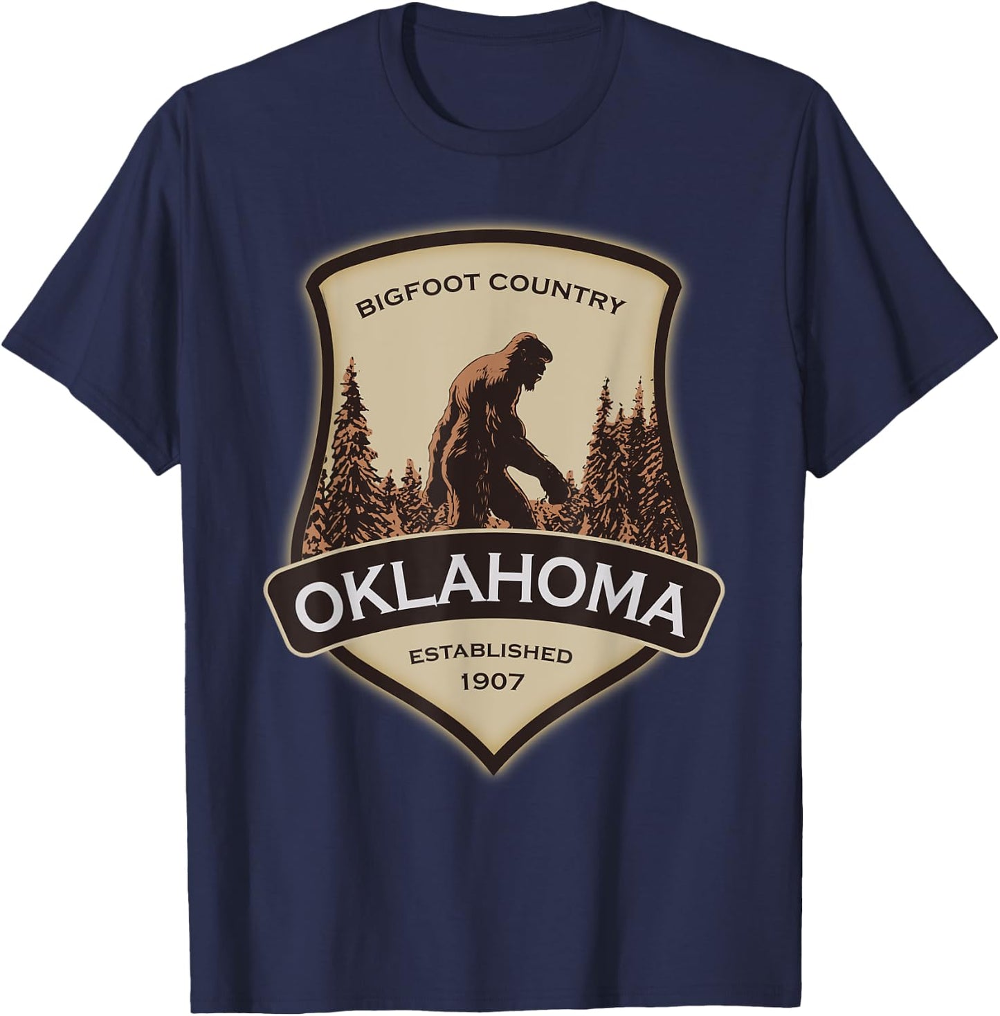 Oklahoma Bigfoot, or a Sasquatch T-Shirt - T-Shirt | Navy