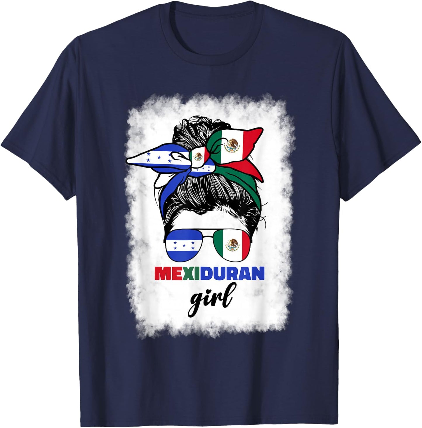 Half Mexican And Honduran Mexico Honduras Flag Girl T-Shirt - T-Shirt | Navy