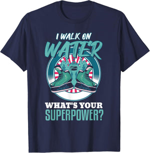 i walk on water what's your superpower? Funny Ice Hockey T-Shirt - T-Shirt | Navy