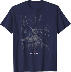 novi sad serbia City Travel souvenir Street Flag Map T-Shirt - T-Shirt | Navy
