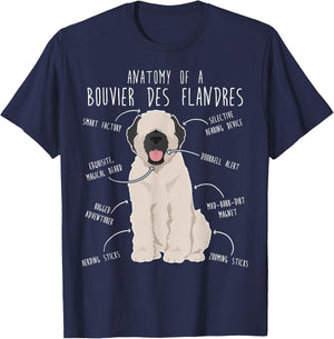 Bouvier Des Flandres Fawn Cream Dog Anatomy, Funny Cute Pet Men Women Kids T-Shirt - T-Shirt | Navy