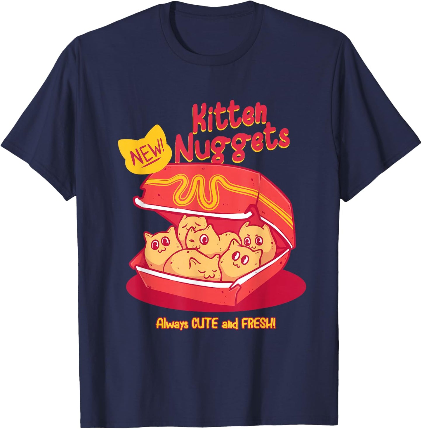 Kitten Nuggets Shirt Cat Chicken Nuggets Fast Food Lover T-Shirt - T-Shirt | Navy