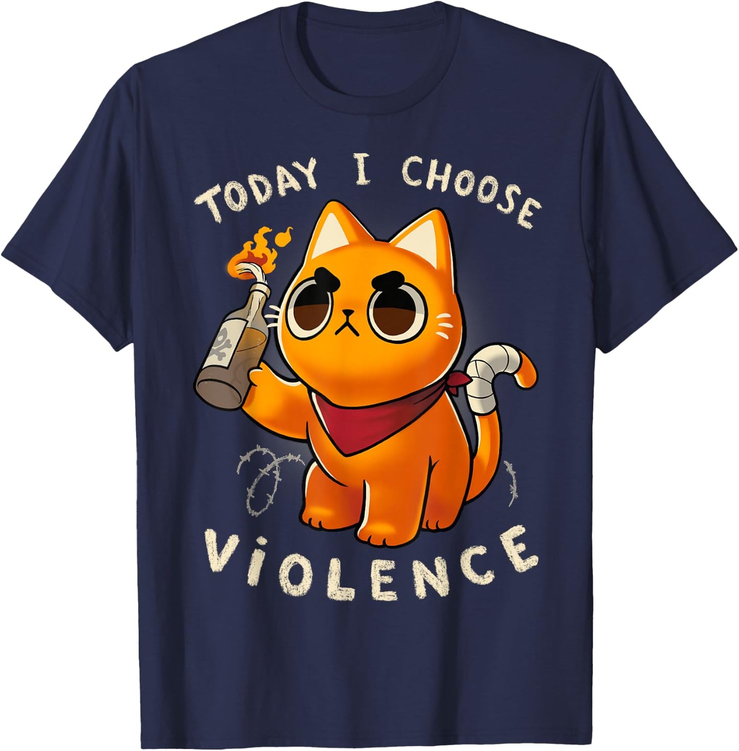 Today I choose violence - Angry Kitty Protest T-Shirt - T-Shirt | Navy