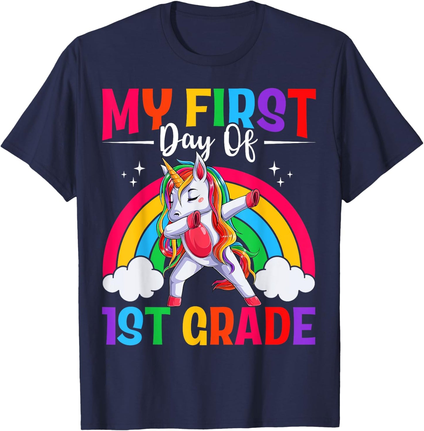 My First Day Of 1st Grade Unicorn First Grade Team Girls T-Shirt - T-Shirt | Navy