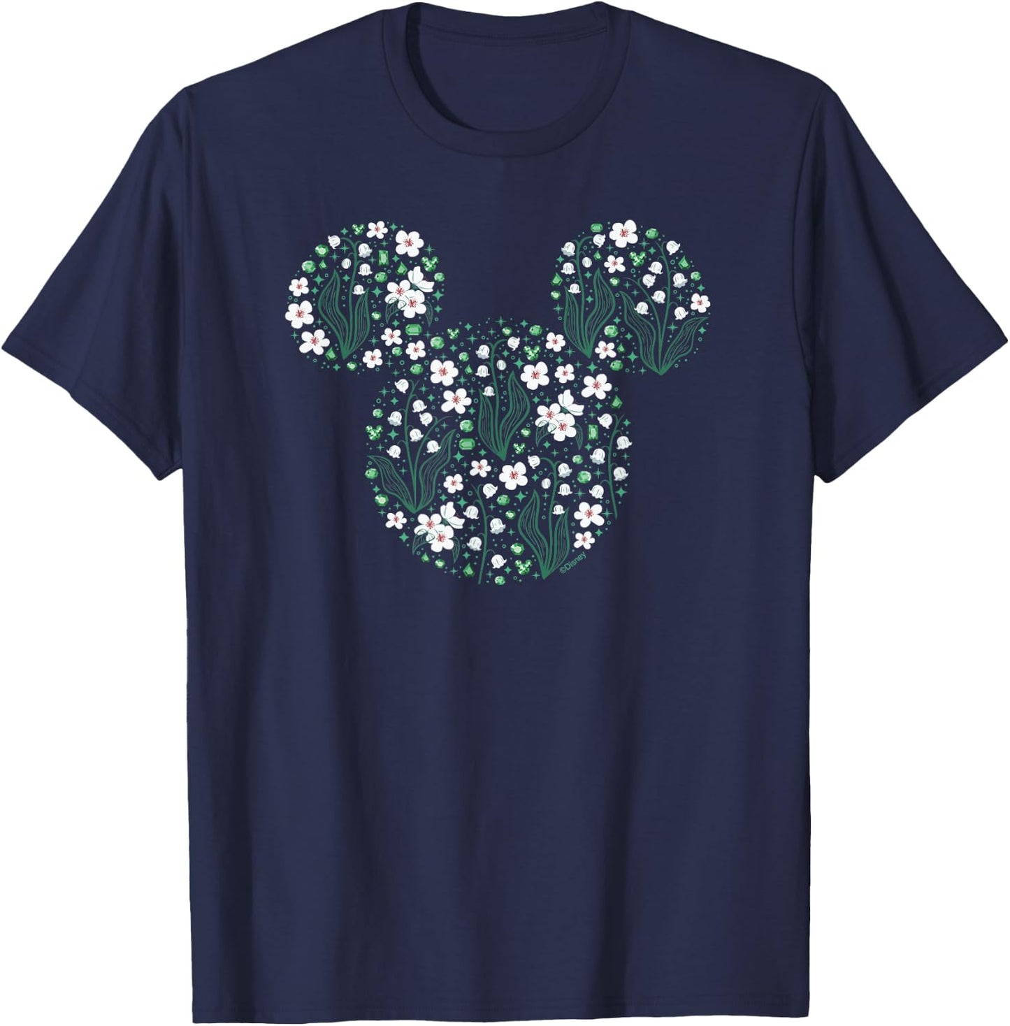 Disney Mickey Mouse May Birth Month Birthstone & Flowers T-Shirt - T-Shirt | Navy