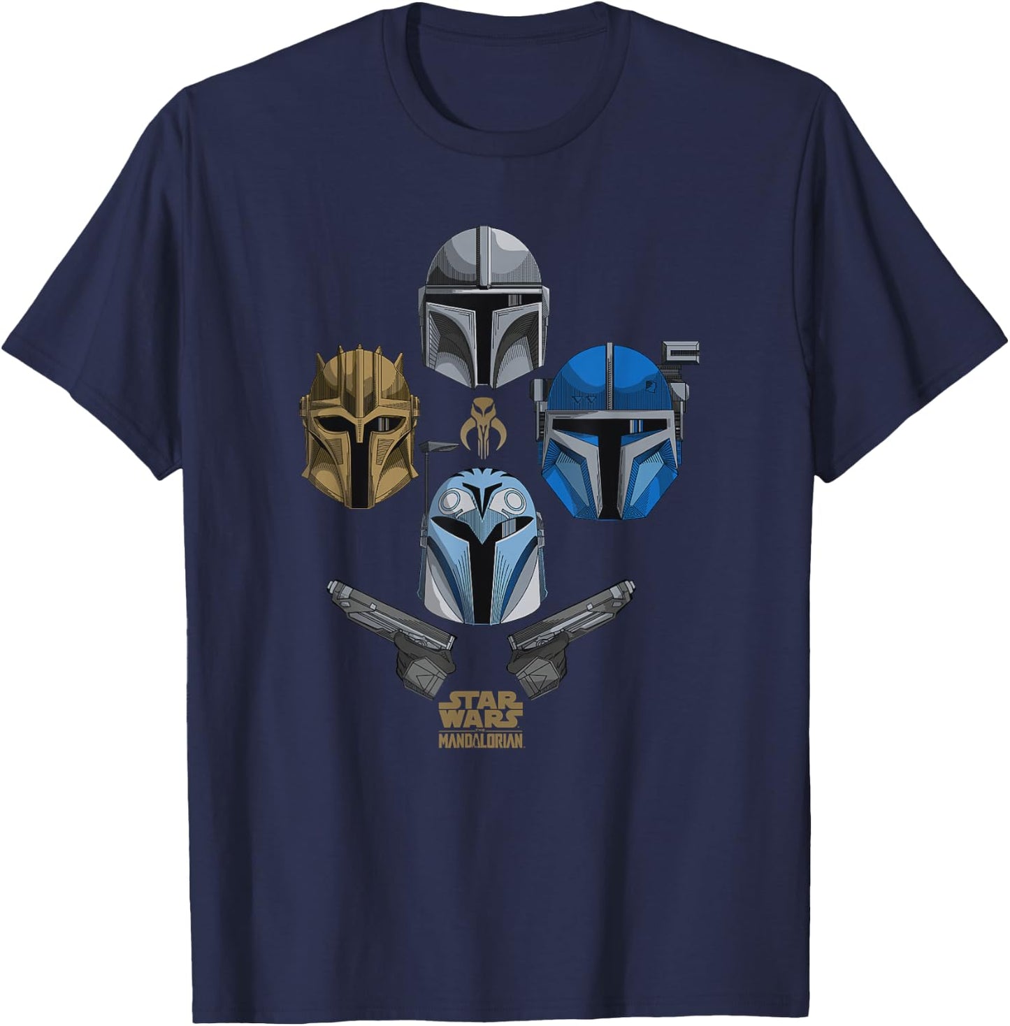 Star Wars: The Mandalorian Bounty Hunter Color Pop Line Up T-Shirt - T-Shirt | Navy