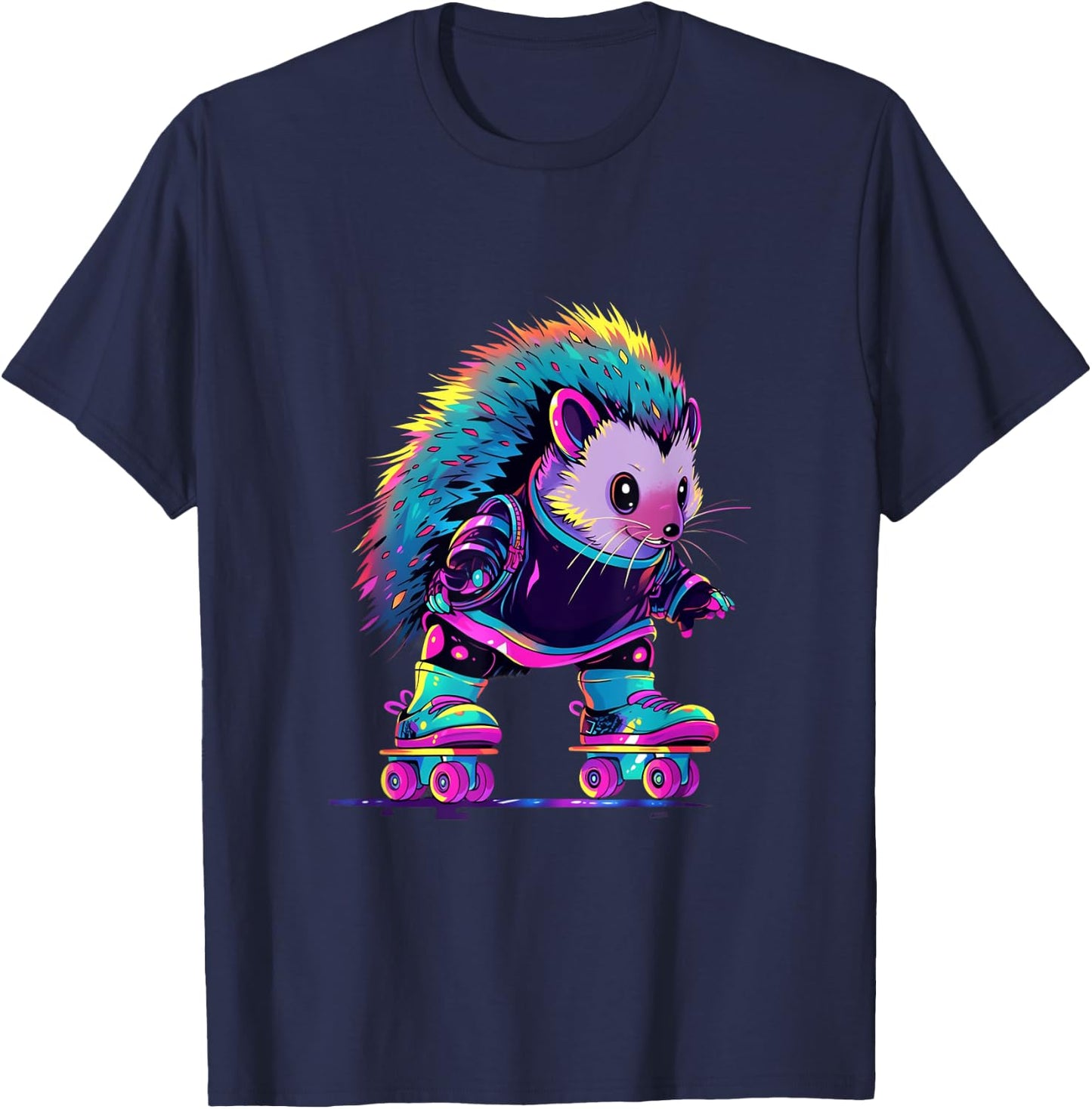 Roller Skating Funny Hedgehog Skater Roller Skates T-Shirt - T-Shirt | Navy
