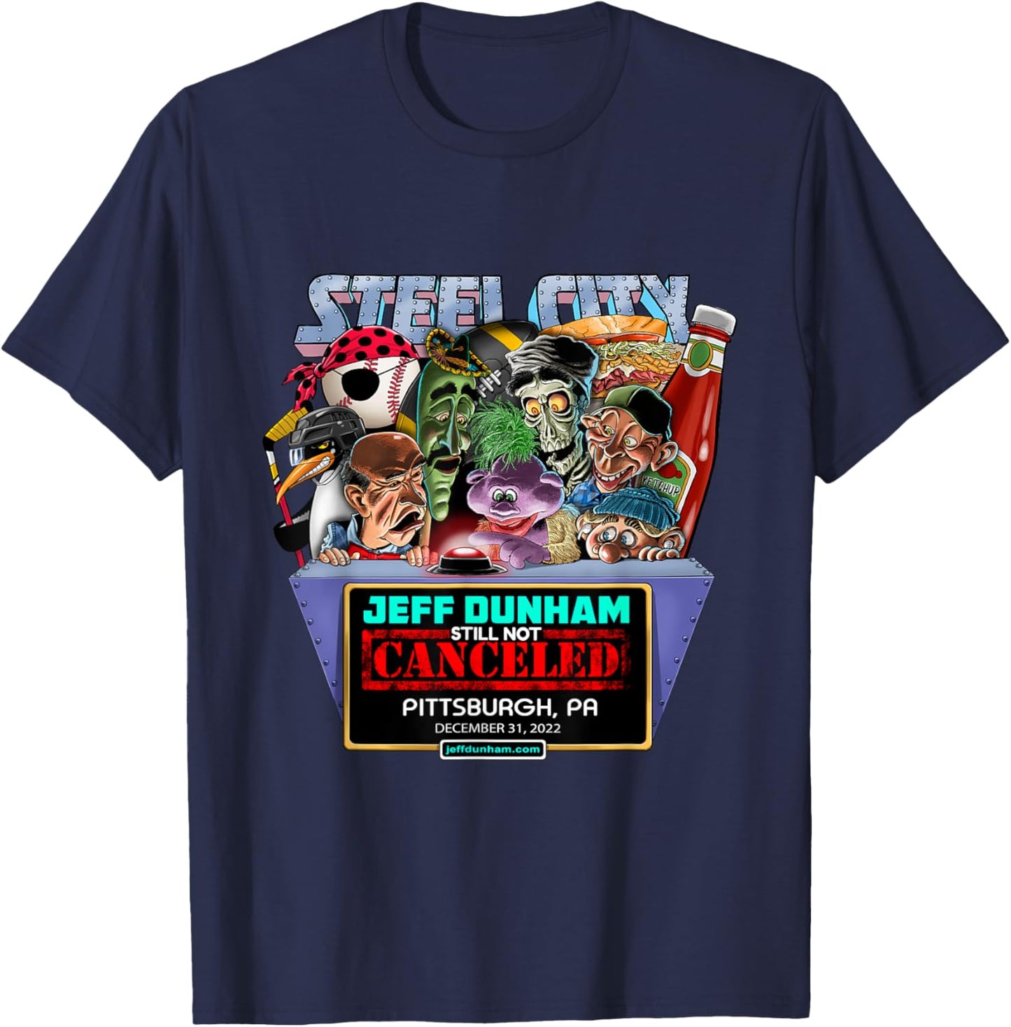 Jeff Dunham Pittsburgh, PA (2022) T-Shirt - T-Shirt | Navy
