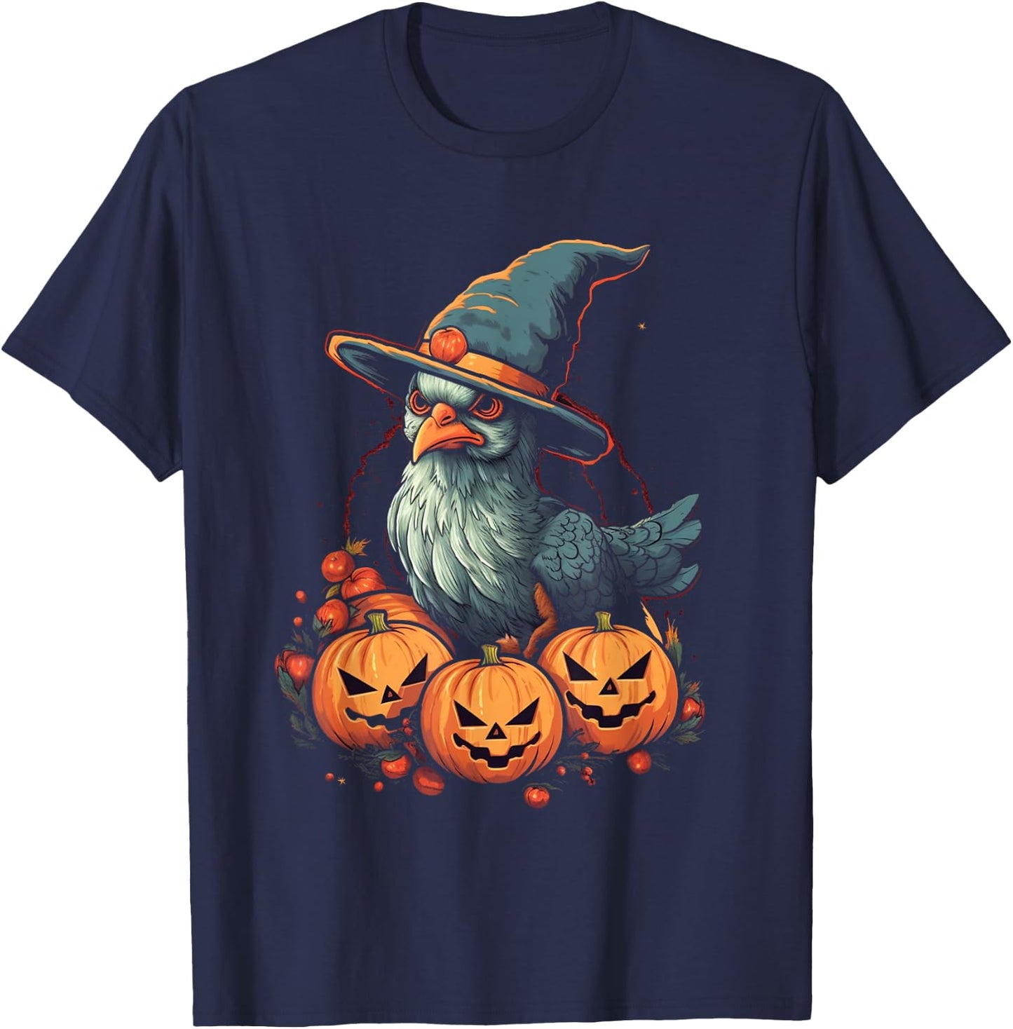 Chicken Witch Halloween Costume Farm Animal Pumpkin Farmer T-Shirt - T-Shirt | Navy