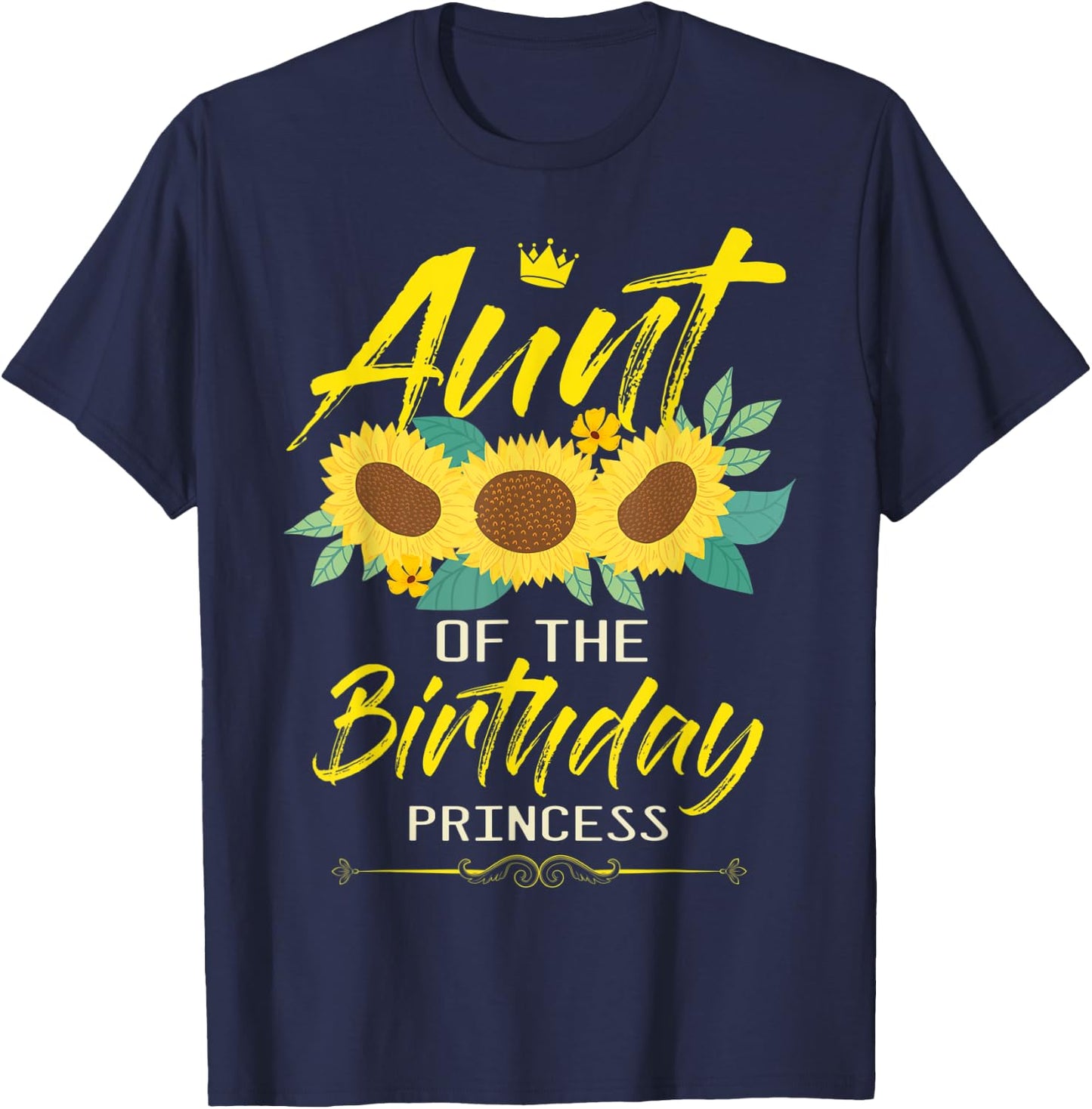 Aunt Of The Birthday Girl Sunflower Matching Family B-Day T-Shirt - T-Shirt | Navy