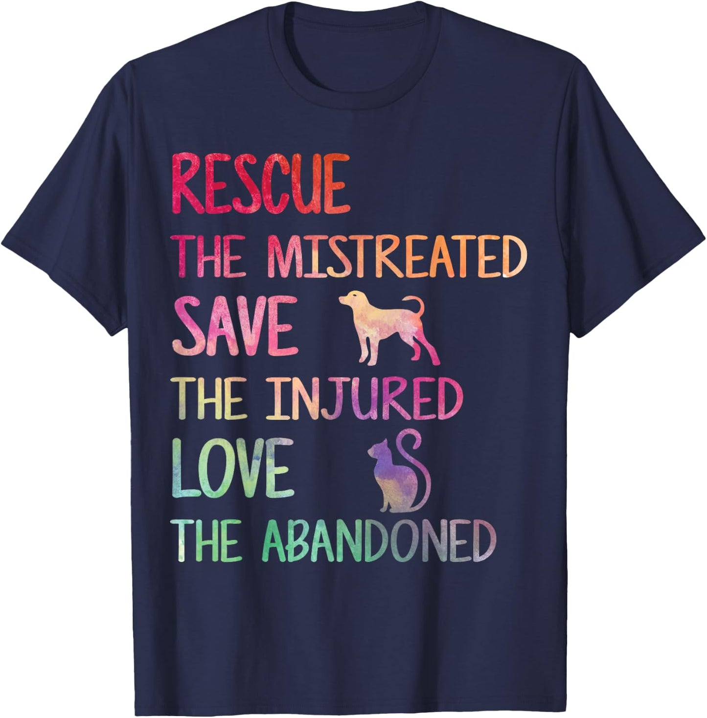 Rescue Save Love PET Animal Shelter Volunteer Gifts Sleeve T-Shirt - T-Shirt | Navy