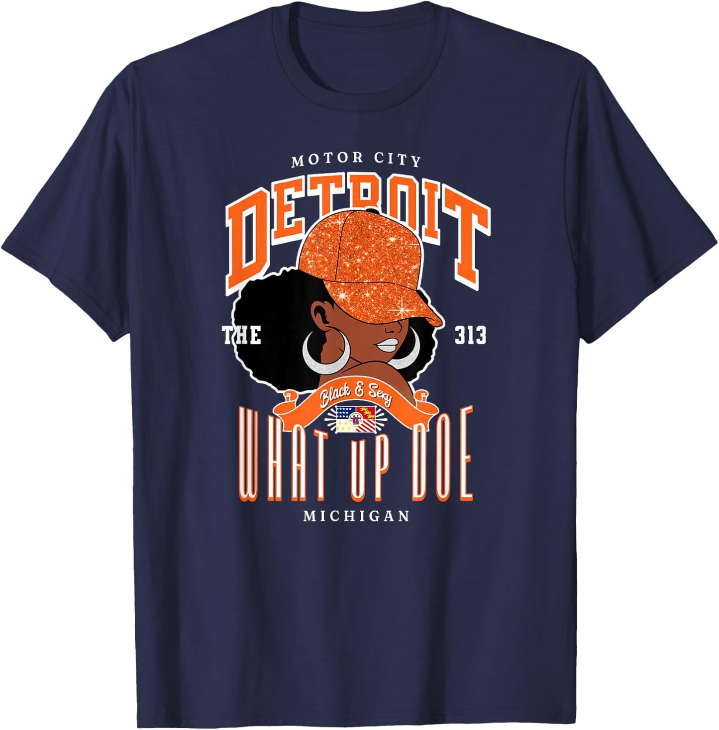 313 Detroit Area Code | Unapologetically Melanated T-Shirt - T-Shirt | Navy