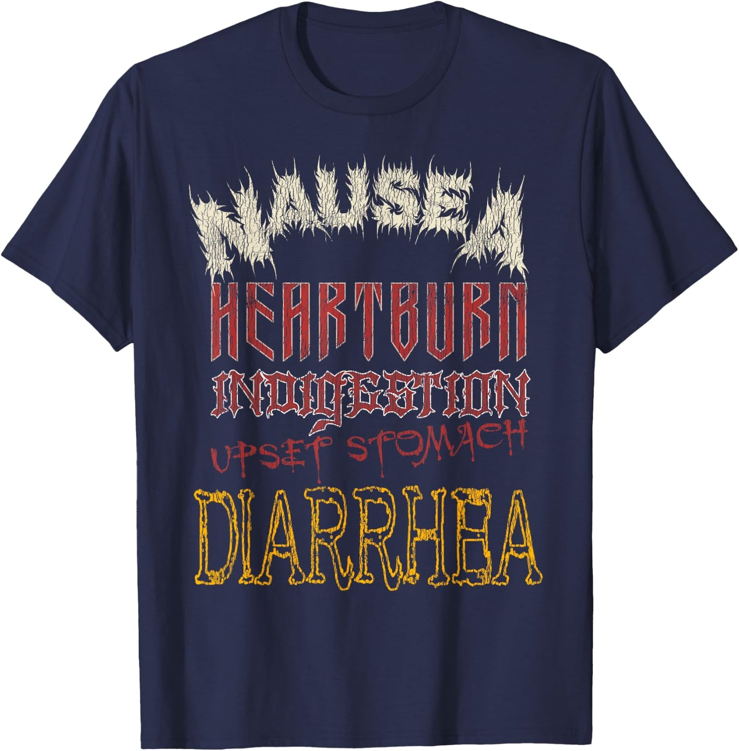 Thrash Metal Shirt, Funny Heavy Nausea Heartburn Concert T-Shirt - T-Shirt | Navy