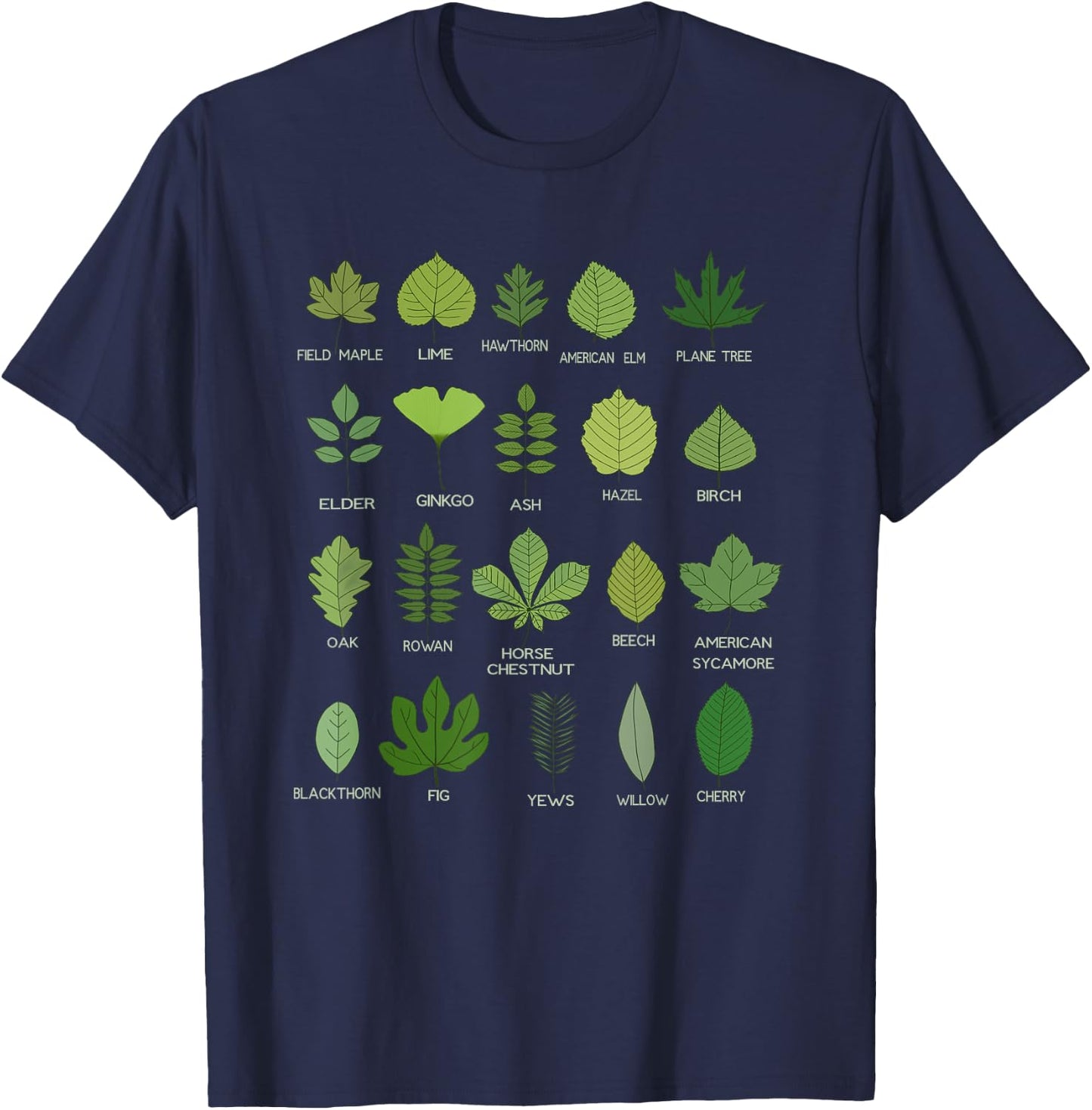 Leaf Identification Chart T-Shirt - T-Shirt | Navy