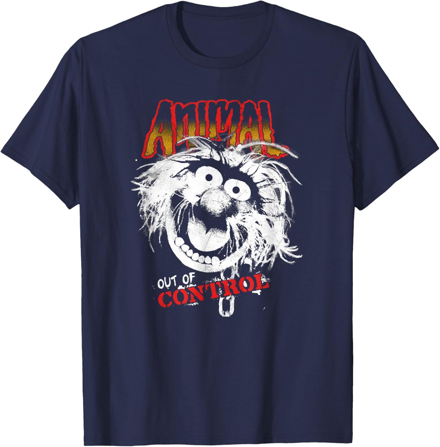 Disney The Muppets Animal Out Of Control Rock Style T-Shirt - T-Shirt | Navy