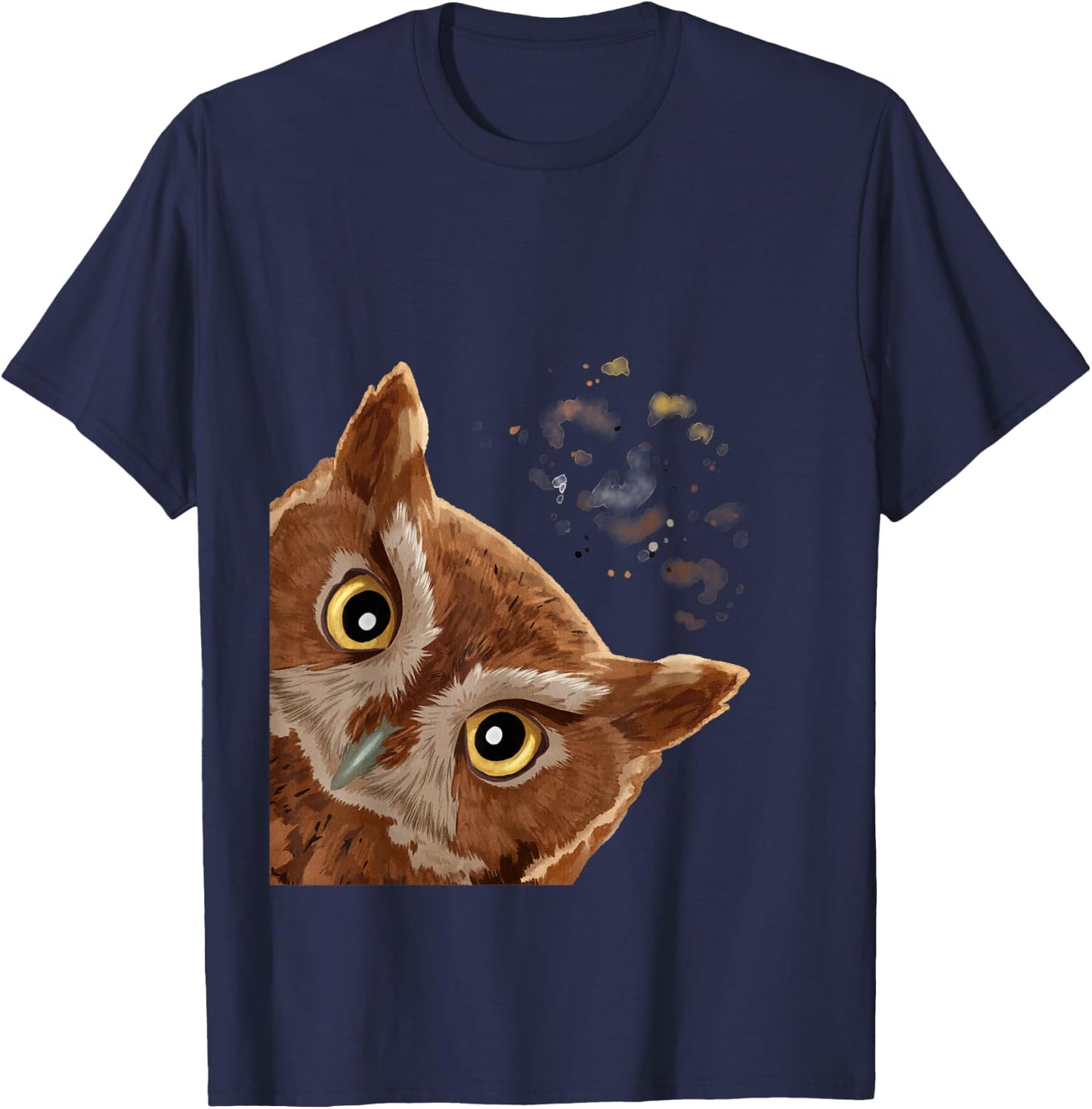 Funny Curious Screech Owl T-Shirt - T-Shirt | Navy