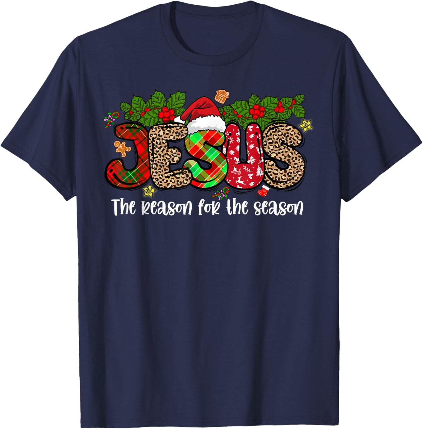Jesus Is The Reason For The Season Christmas Pajama T-Shirt - T-Shirt | Navy