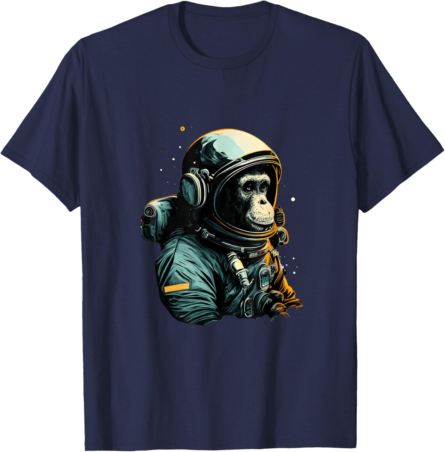 Chimpanzee Astronaut Space Travel Monkey Vintage Design T-Shirt - T-Shirt | Navy