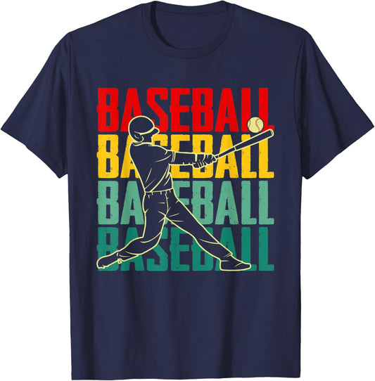 Vintage Baseball Player Retro Game Day Baseball Season T-Shirt - T-Shirt | Navy