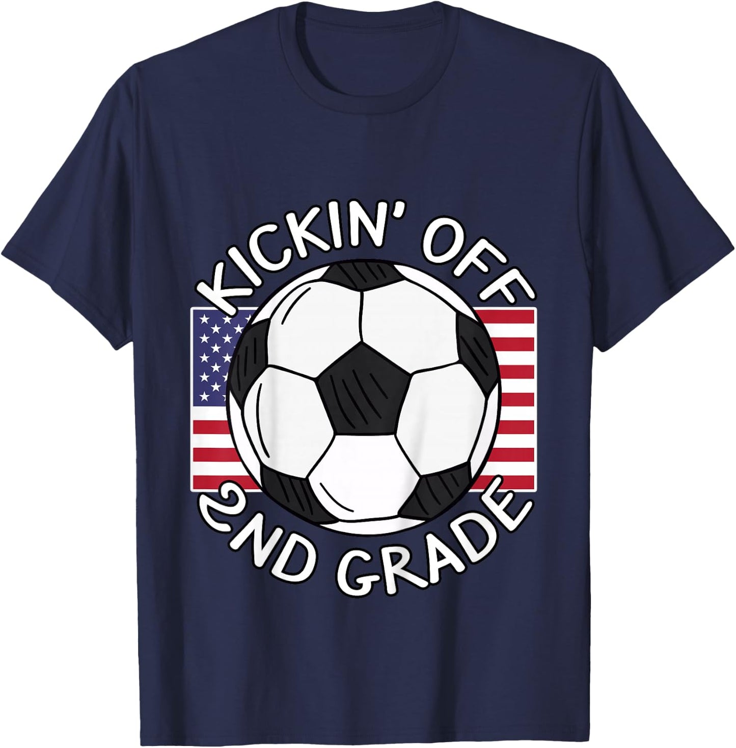 Kicking Off 2nd Grade Soccer Back To School T-Shirt - T-Shirt | Navy