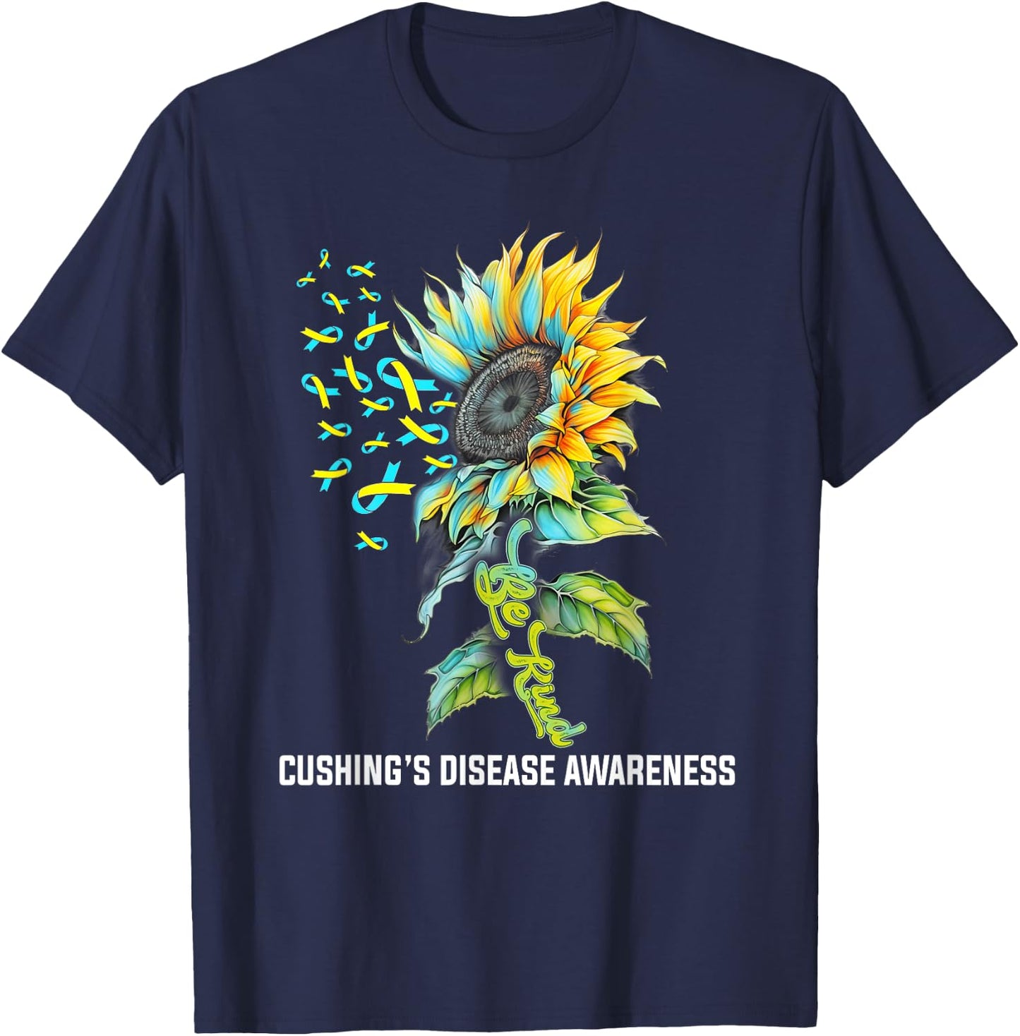 Be Kind Sunflower Cushing's Disease Awareness T-Shirt - T-Shirt | Navy