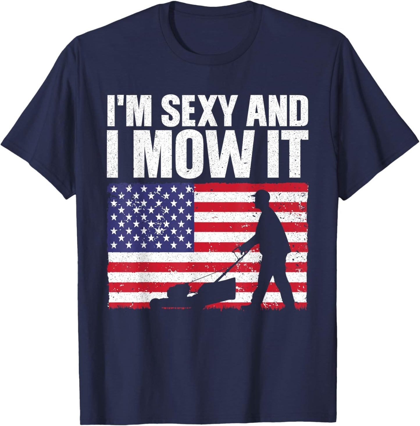 Cool Lawn Mower Women Mowing Landscaper 4th Of July T-Shirt - T-Shirt | Navy