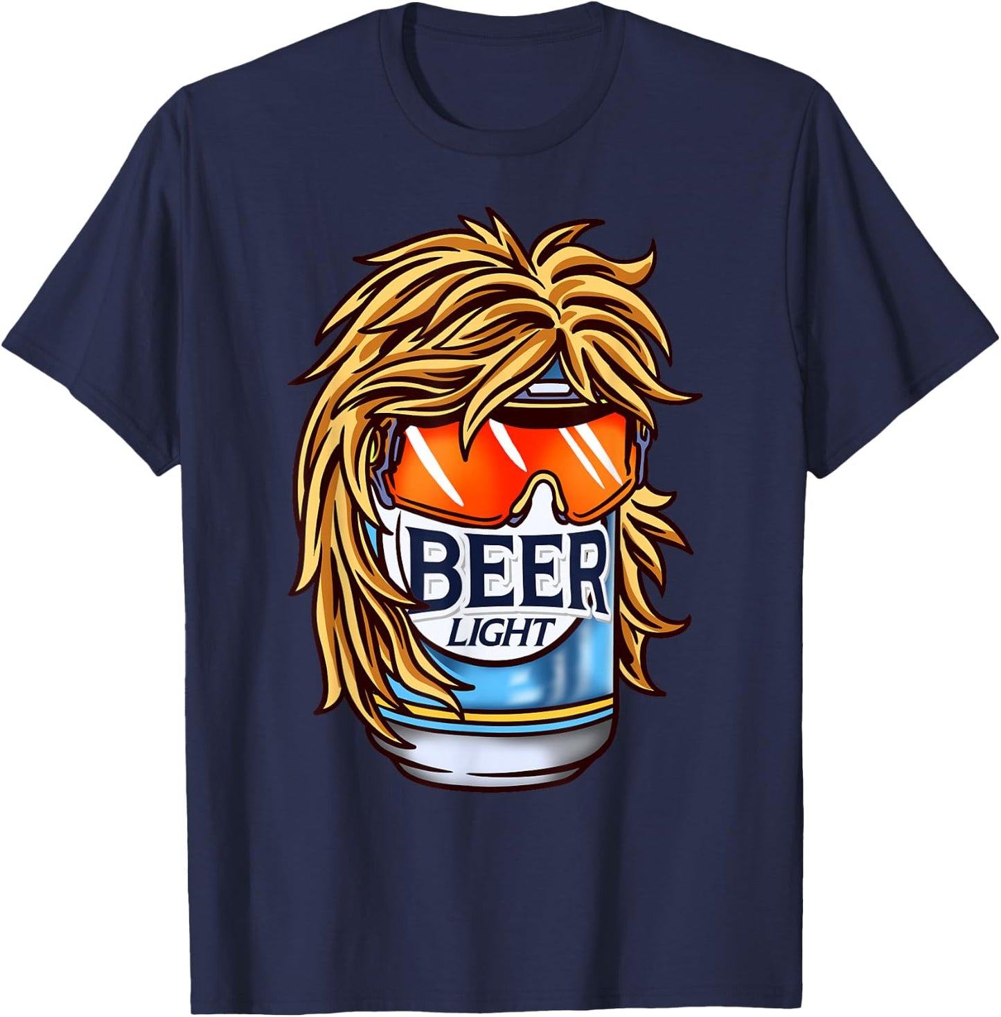 Funny Beer Drinking Shirt, Funny Redneck Mullet T-Shirt - T-Shirt | Navy