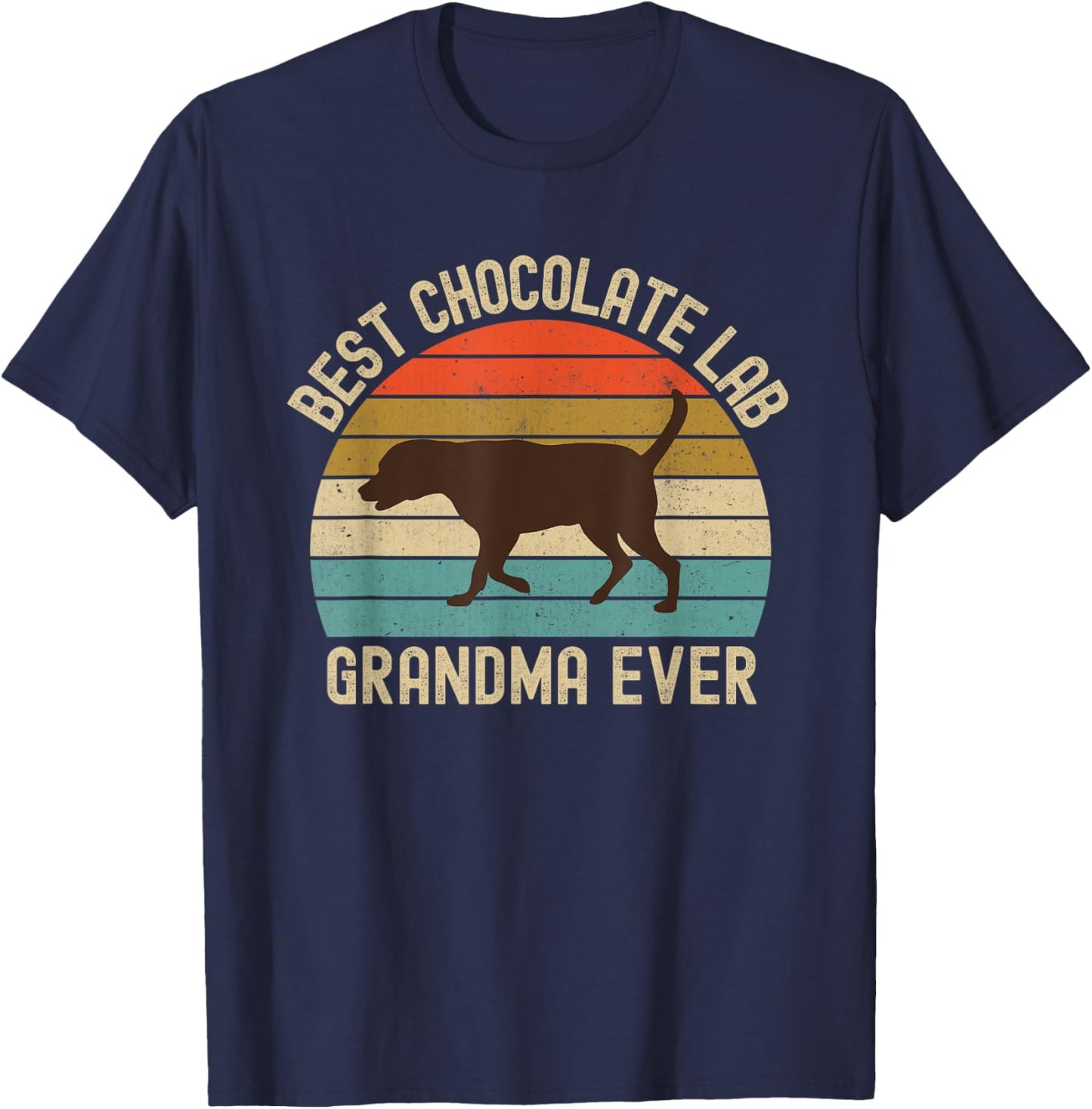 Best Chocolate Lab Grandma Ever Labrador Retriever Vintage T-Shirt - T-Shirt | Navy