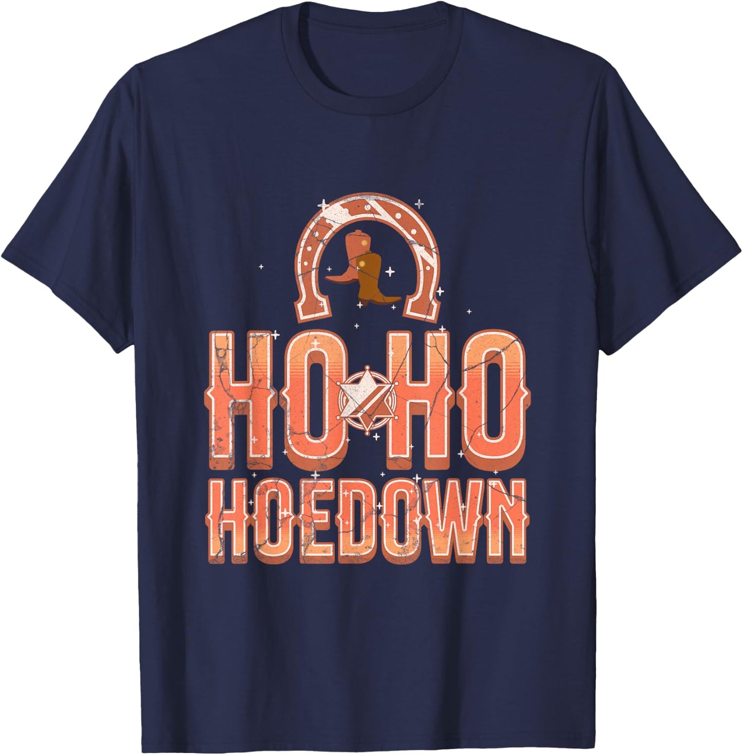 Ho Ho Hoedown Saddle Up Western Wonderland Roundup Yeehaw T-Shirt - T-Shirt | Navy
