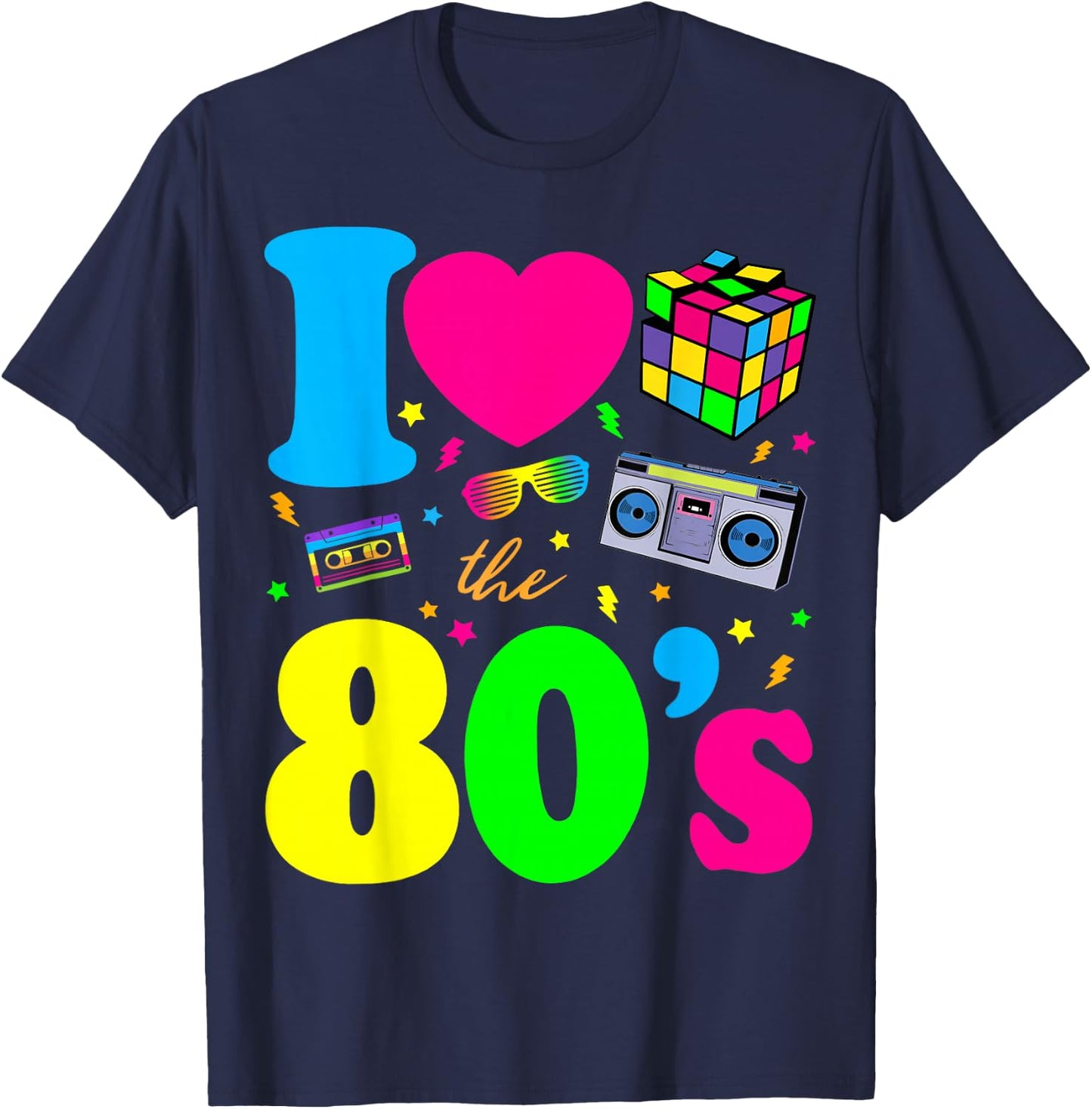 I Love The 80s Classic Nostalgia T-Shirt - T-Shirt | Navy