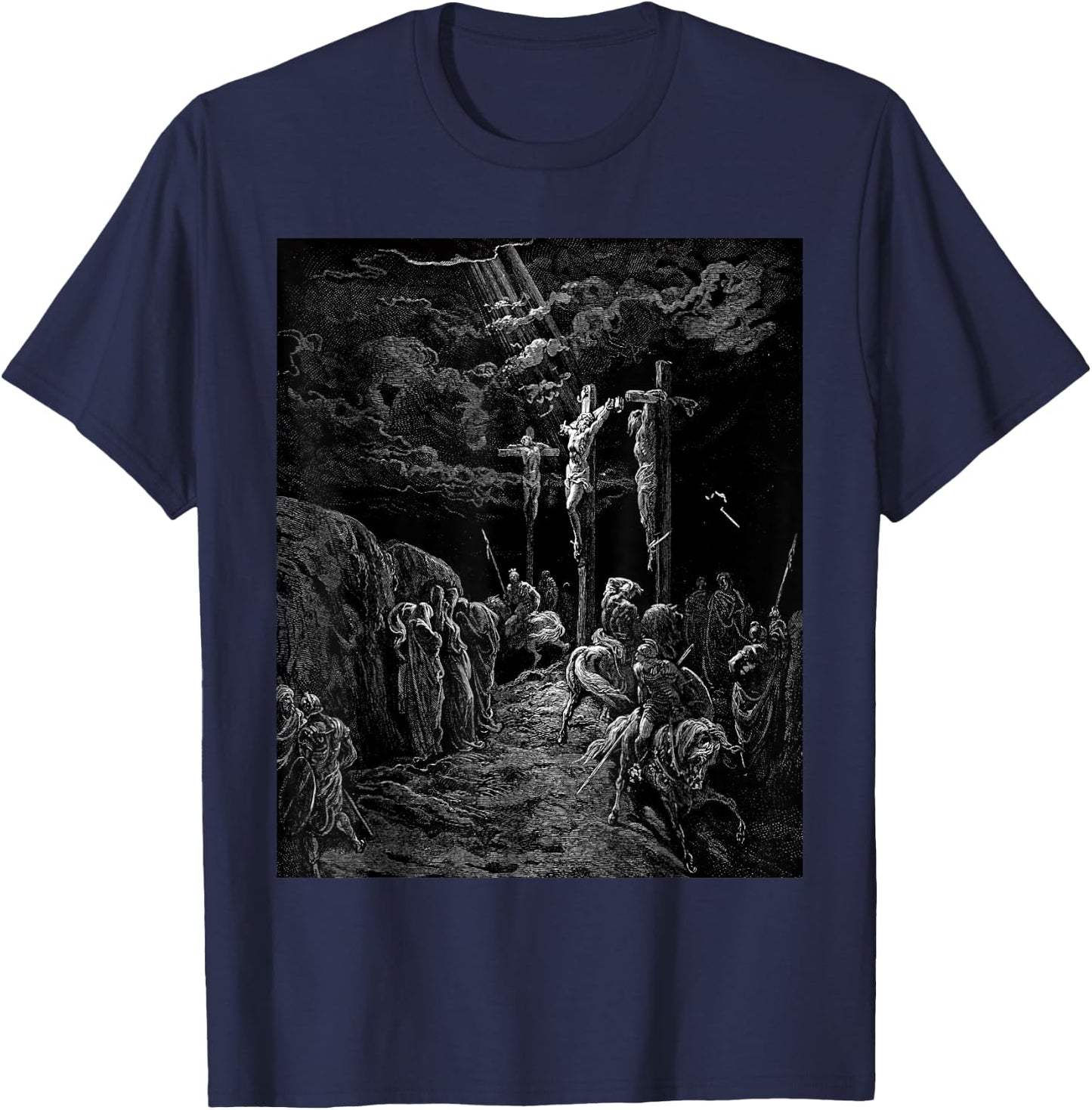 The Crucifixion of Jesus Gustave Dore Biblical Art T-Shirt - T-Shirt | Navy