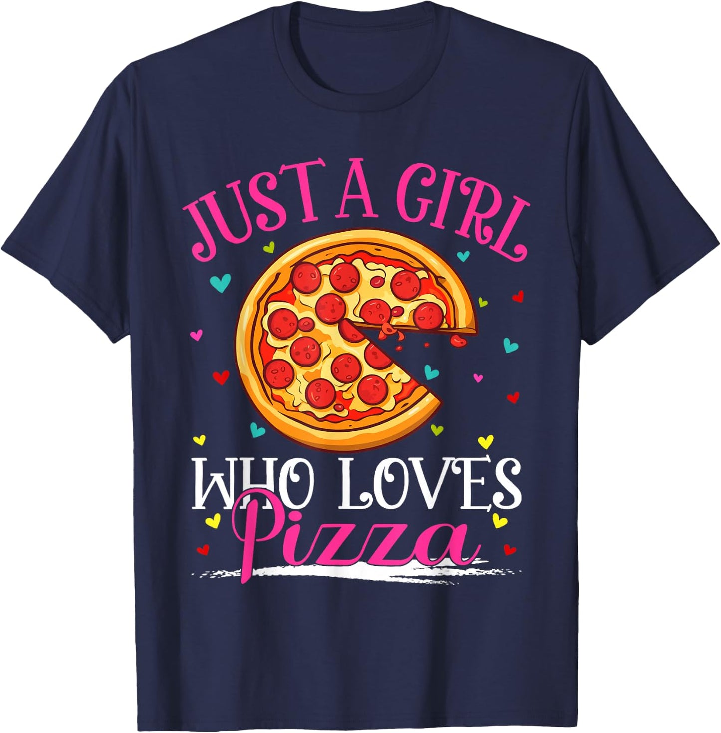 Just A Girl Who Loves Pizza Girls T-Shirt - T-Shirt | Navy
